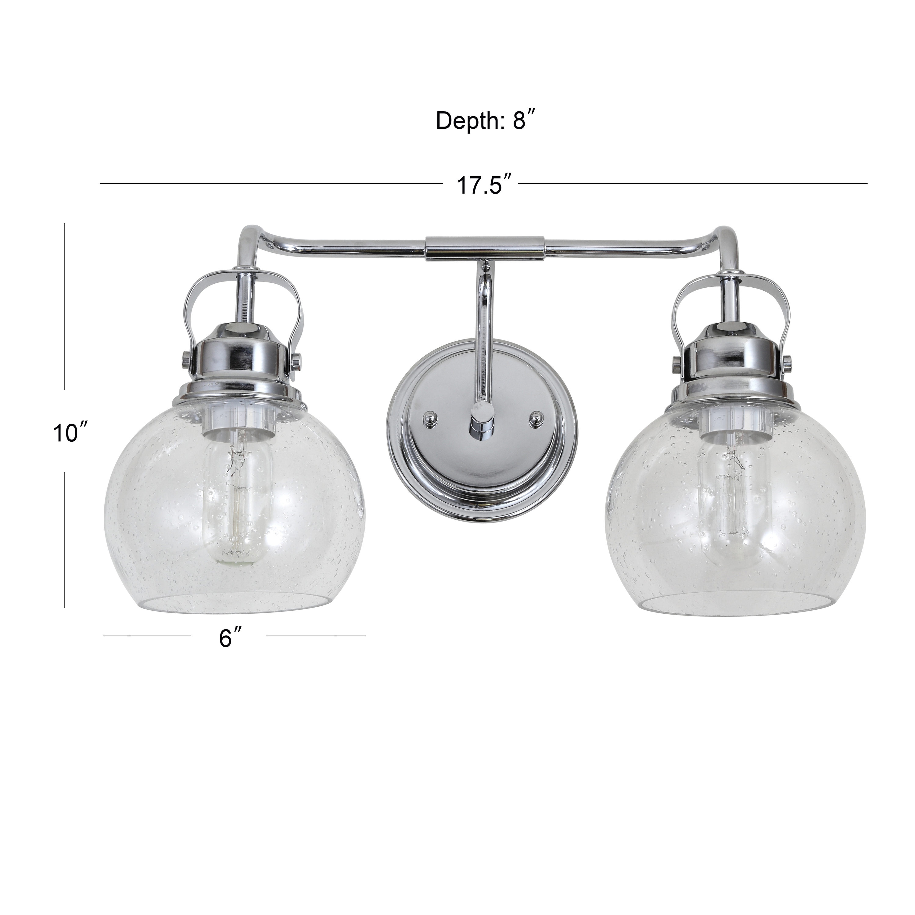 Shirley 17.5" Polished Chrome and Clear Glass 2-Light Vanity Sconce