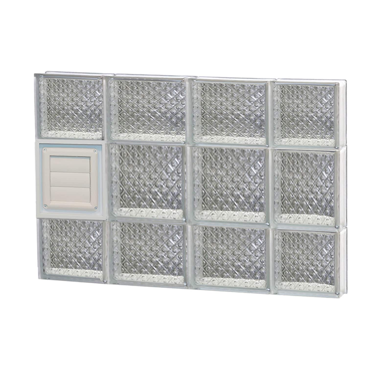 REDI2SET D2820DP Diamond Glass 27-in x 19-1/4-in Frameless Replacement Dryer vent Glass Block Window