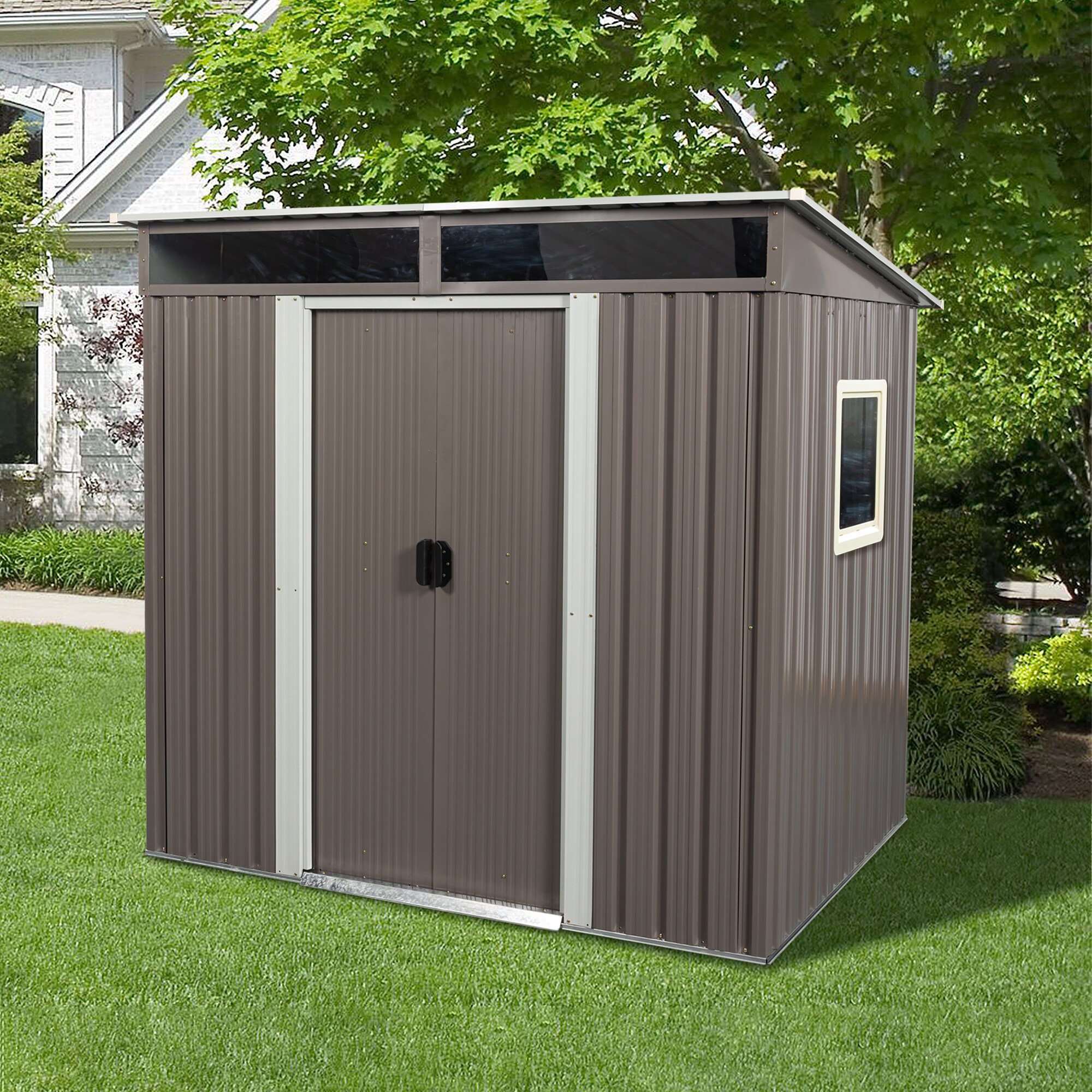 WELLFOR GGJS00565WGY Metal-Storage-Buildings-Sheds - View #2