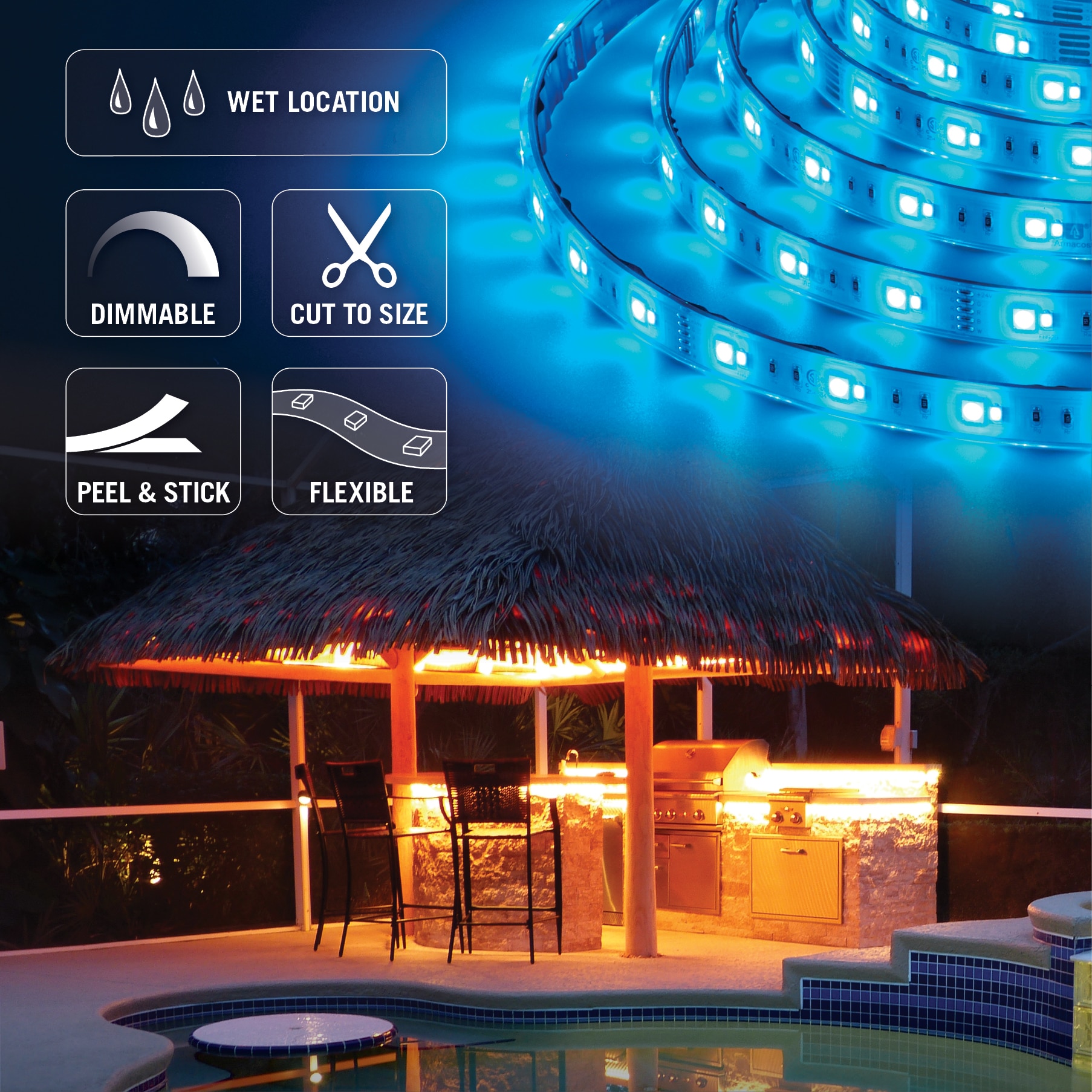 16.4 ft White Outdoor Waterproof LED Tape Light