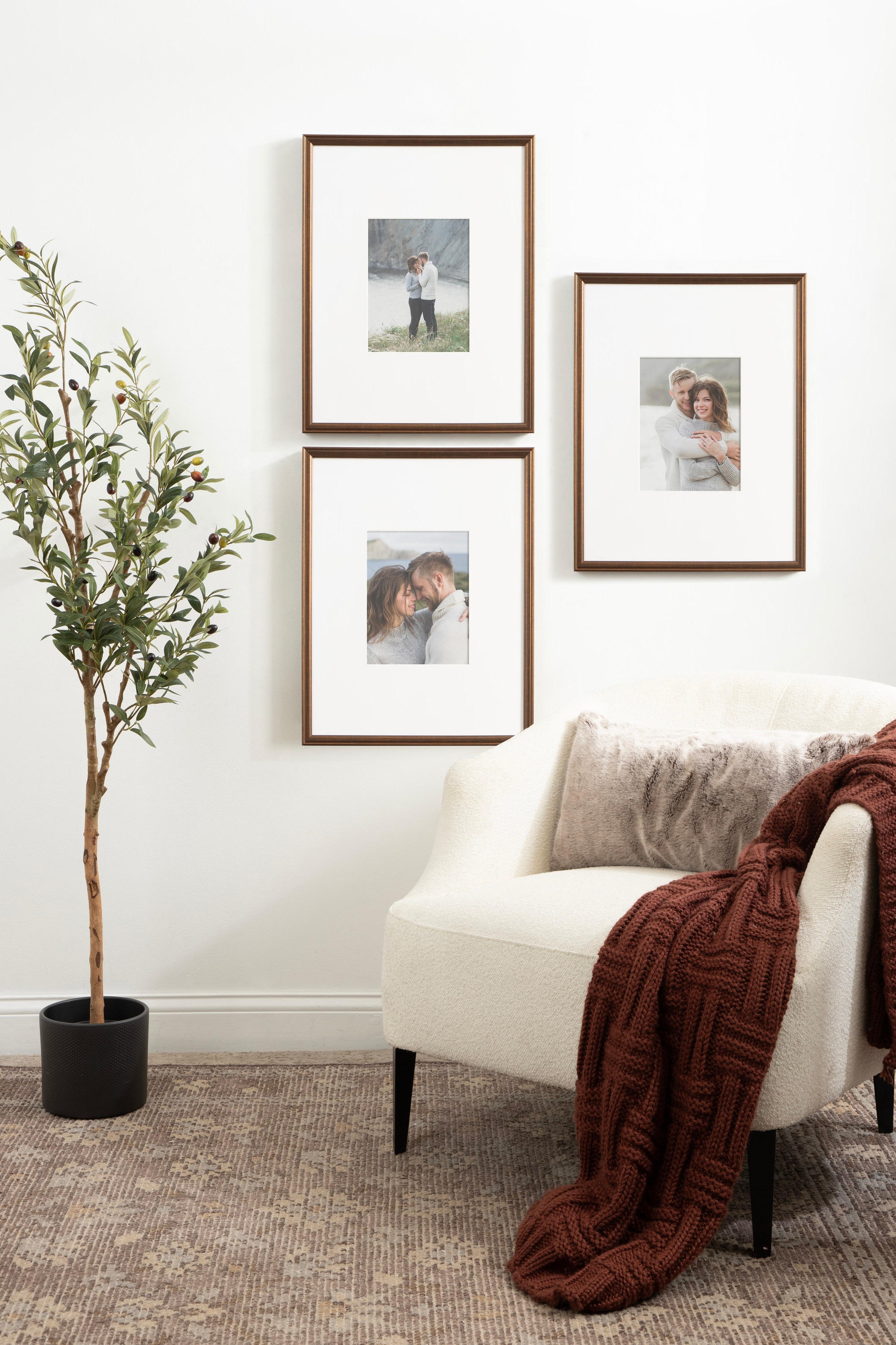 Adlynn Bronze Polystyrene 16"x20" Matted Picture Frames Set of 3