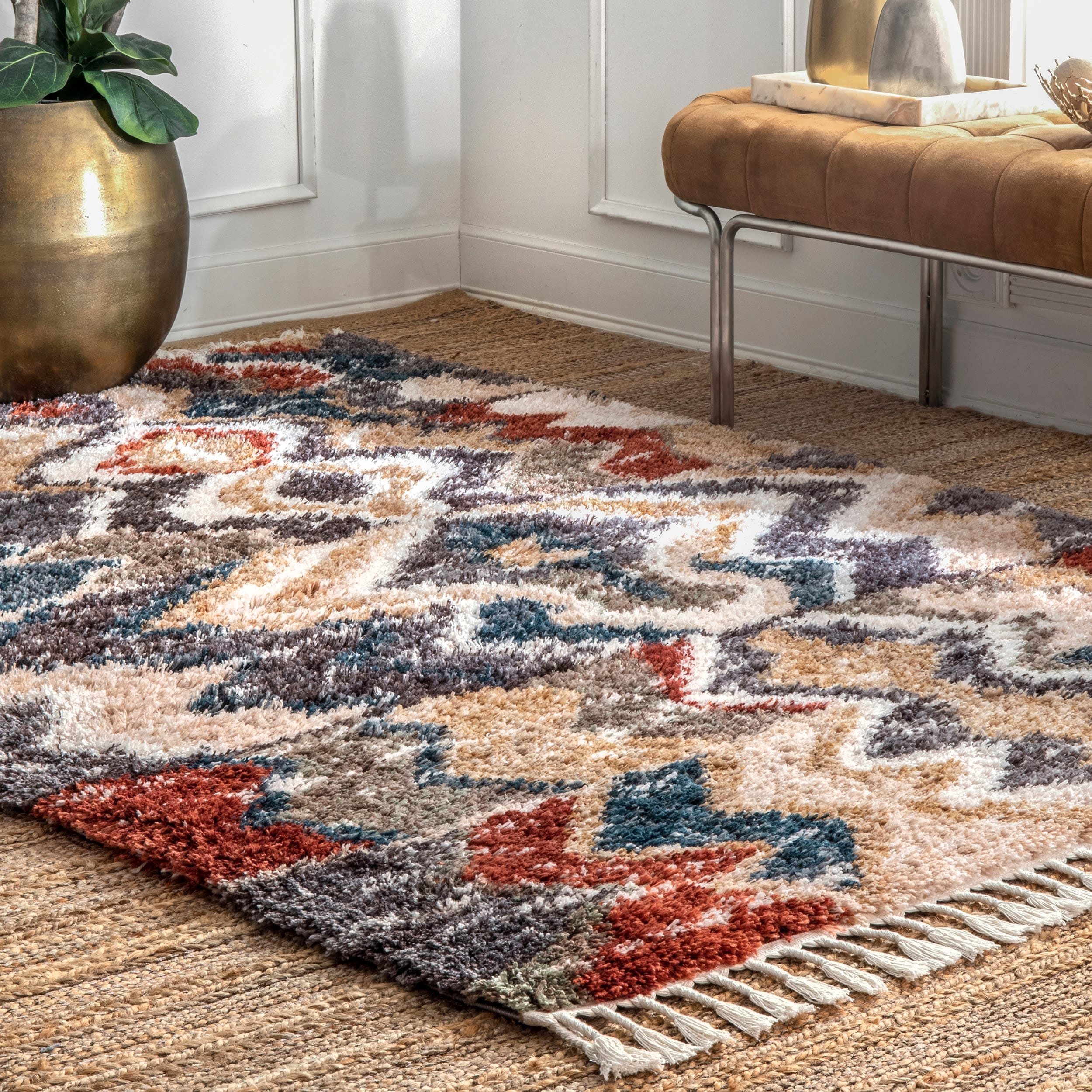 nuLOOM OZFG03A-406 4 x 6 (ft) Loomed Polyester Multi Rectangular Indoor Moroccan Area rug