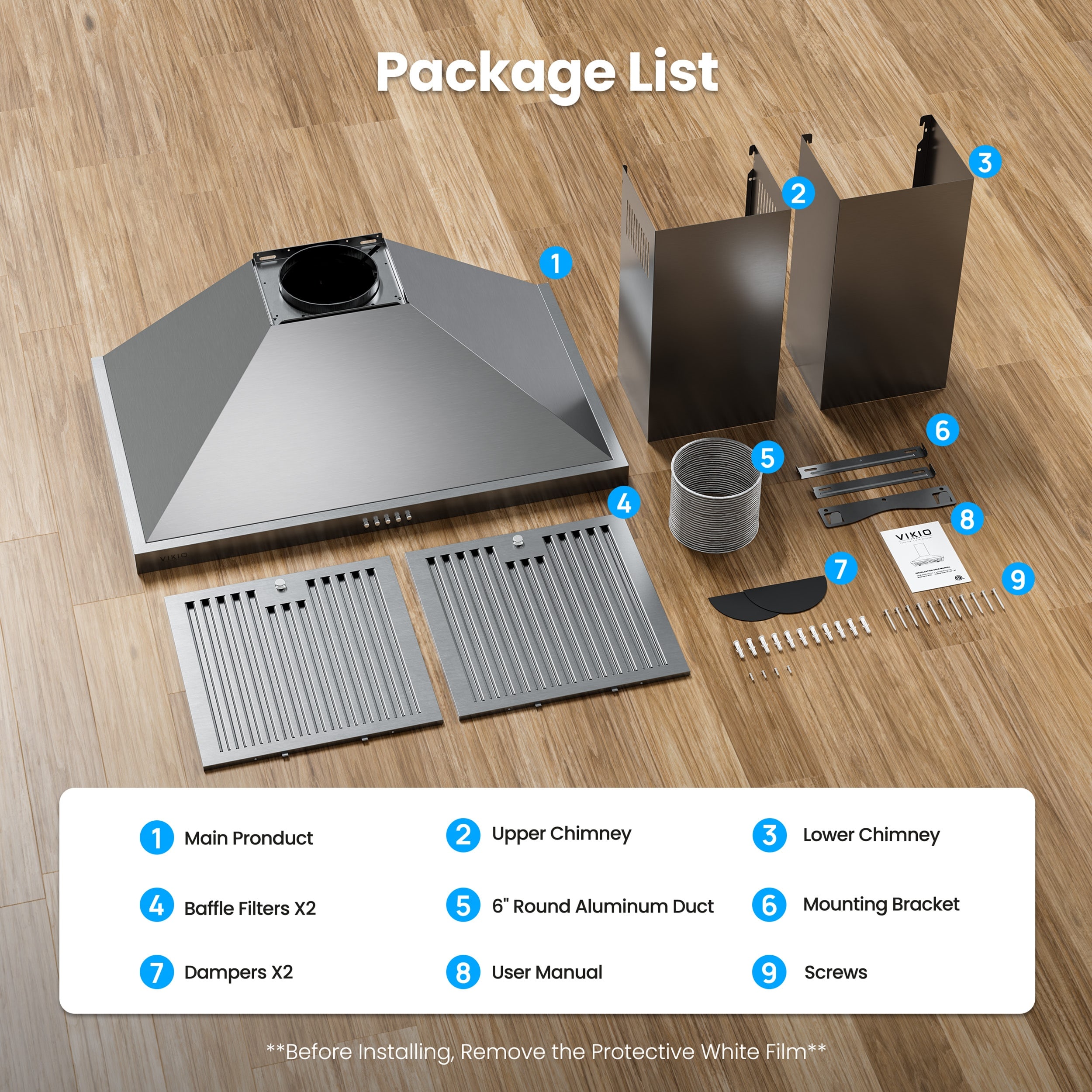 VIKIO B0136H Wall-Mounted-Range-Hoods - View #12