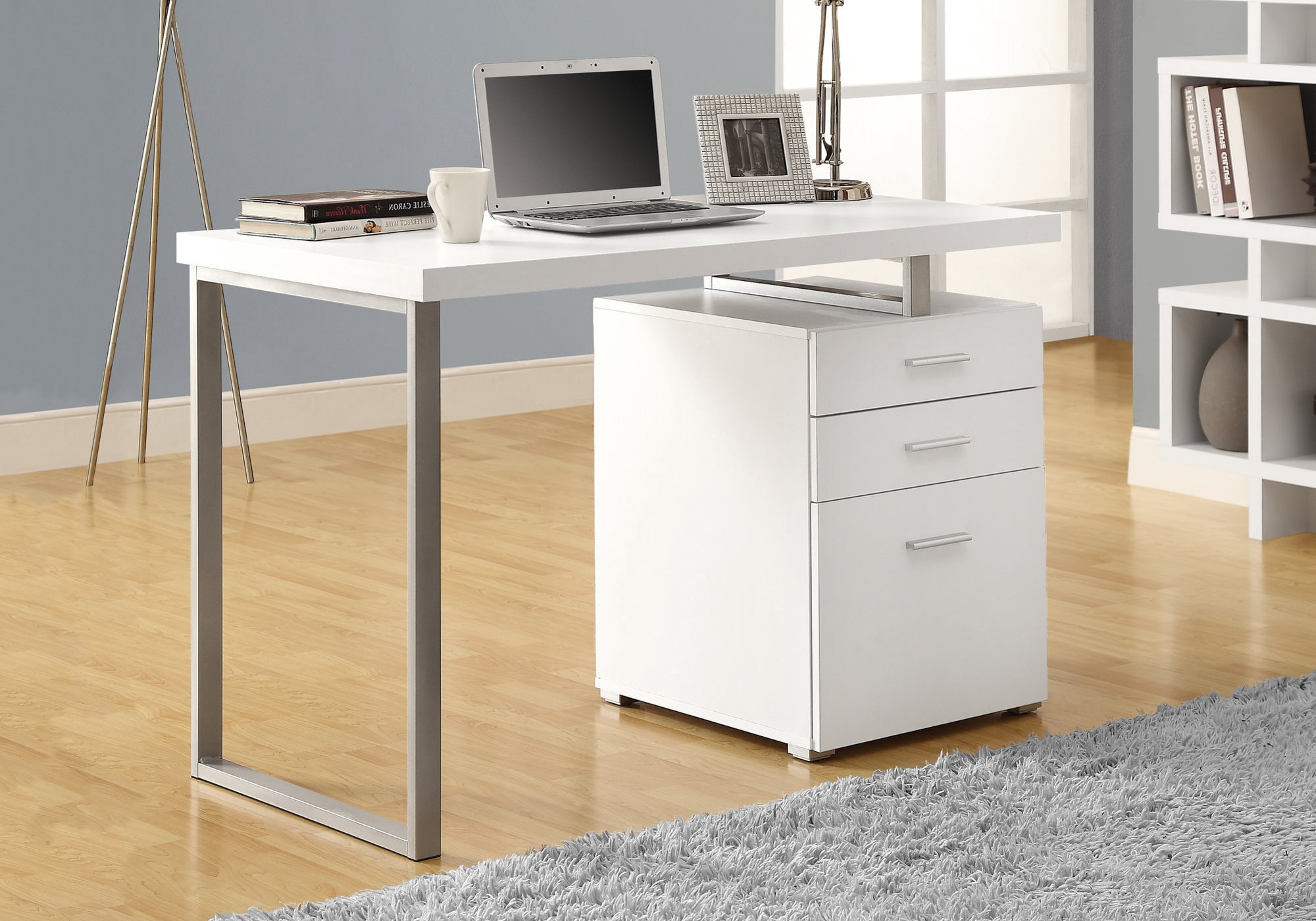 Monarch Specialties Computer Desk, White/Silver