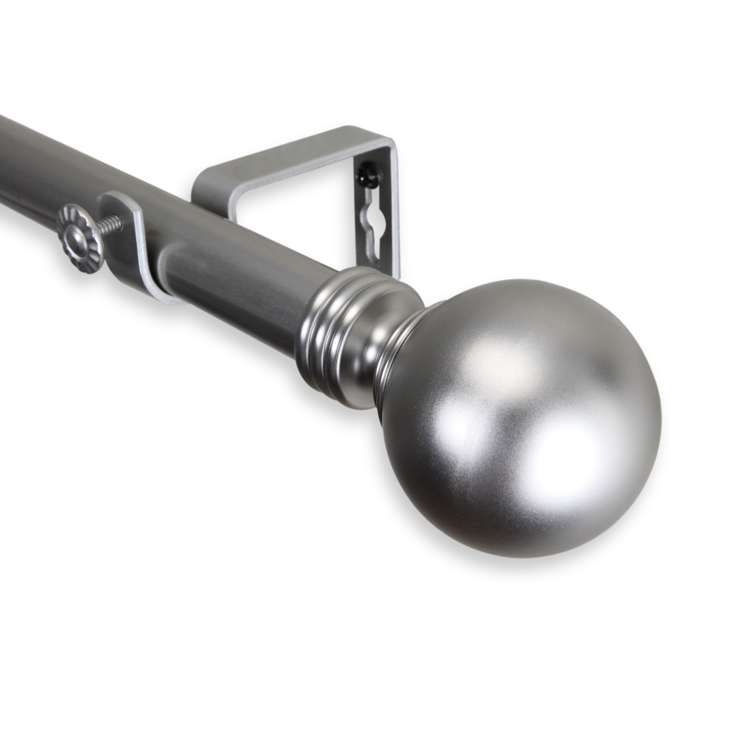 Rod Desyne 120-in to 170-in Black Steel Single Curtain Rod with Finials