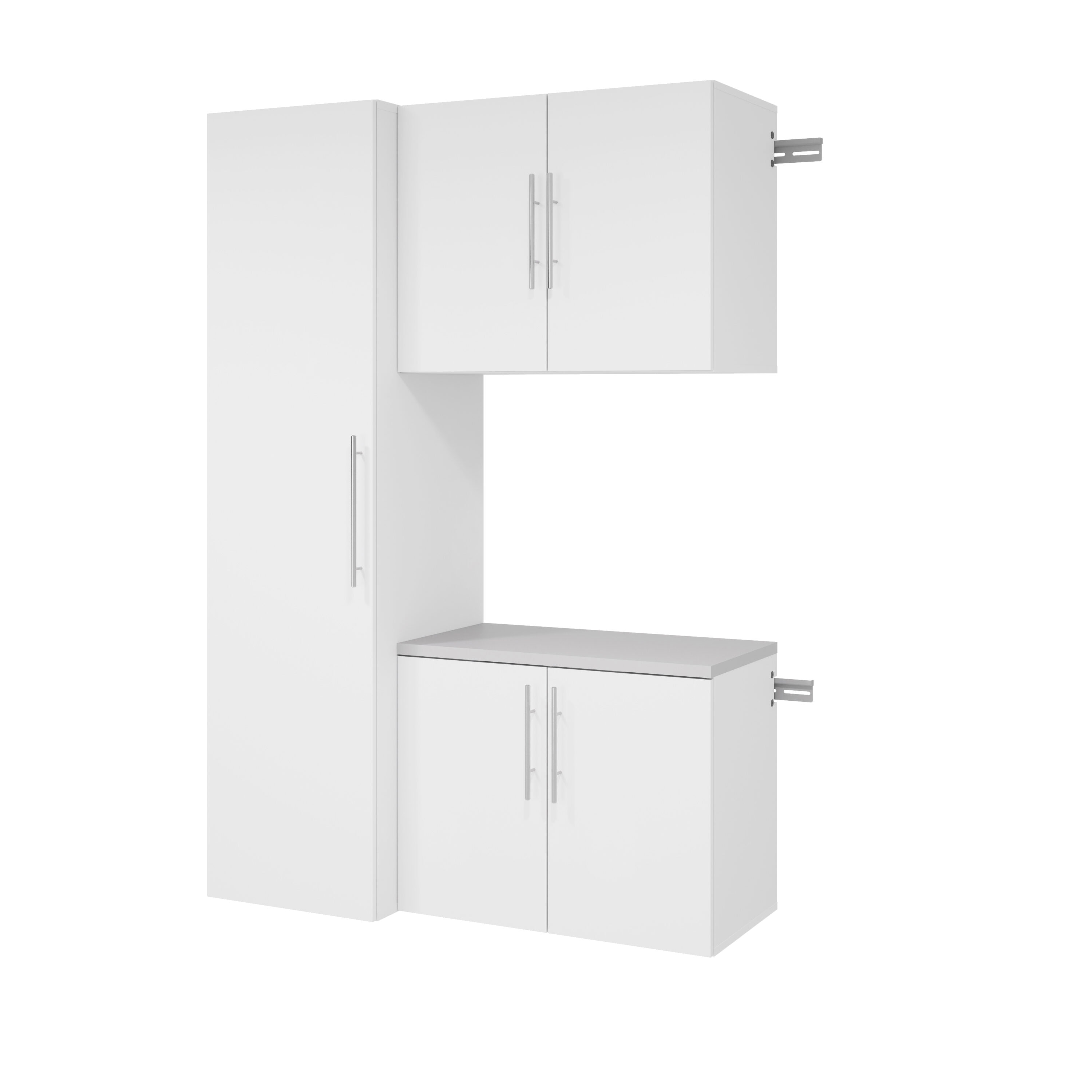 Prepac HangUps 30 Wall Mounted Garage Storage Wood Shoe Cabinet in White