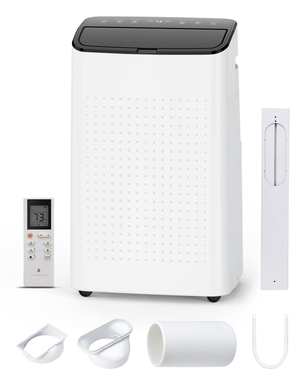 Qeetex FFF021 14000 BTUs Portable Air Conditioner with 3-In-1 Room AC Unit for 750 Sq.Ft 48dB Ultra Quiet Window Kits Included Drainage Pipe  Remote Control Black Top Cover