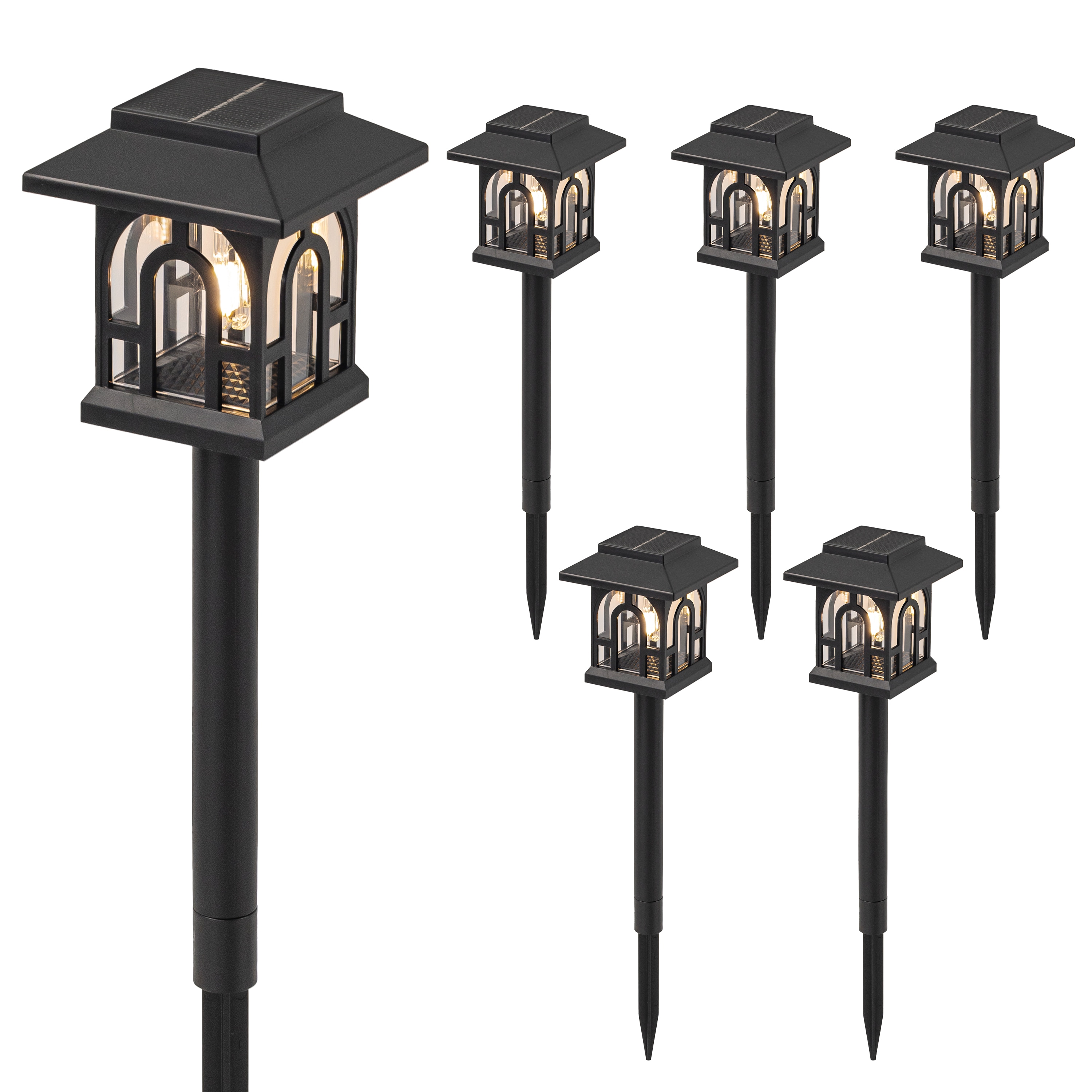 C Cattleya LCA2632-6L 6 -Pack 100 -Lumens 1 -Watt Black Solar LED Outdoor Path Light Kit ( 3000-K )