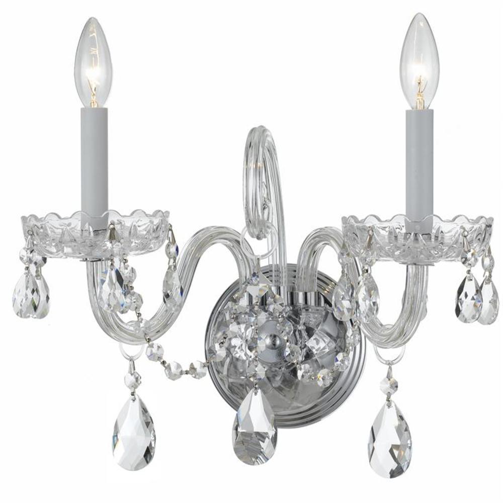 Crystorama Crystal 15-in W 2-Light Polished Chrome Wall Sconce at Lowes.com