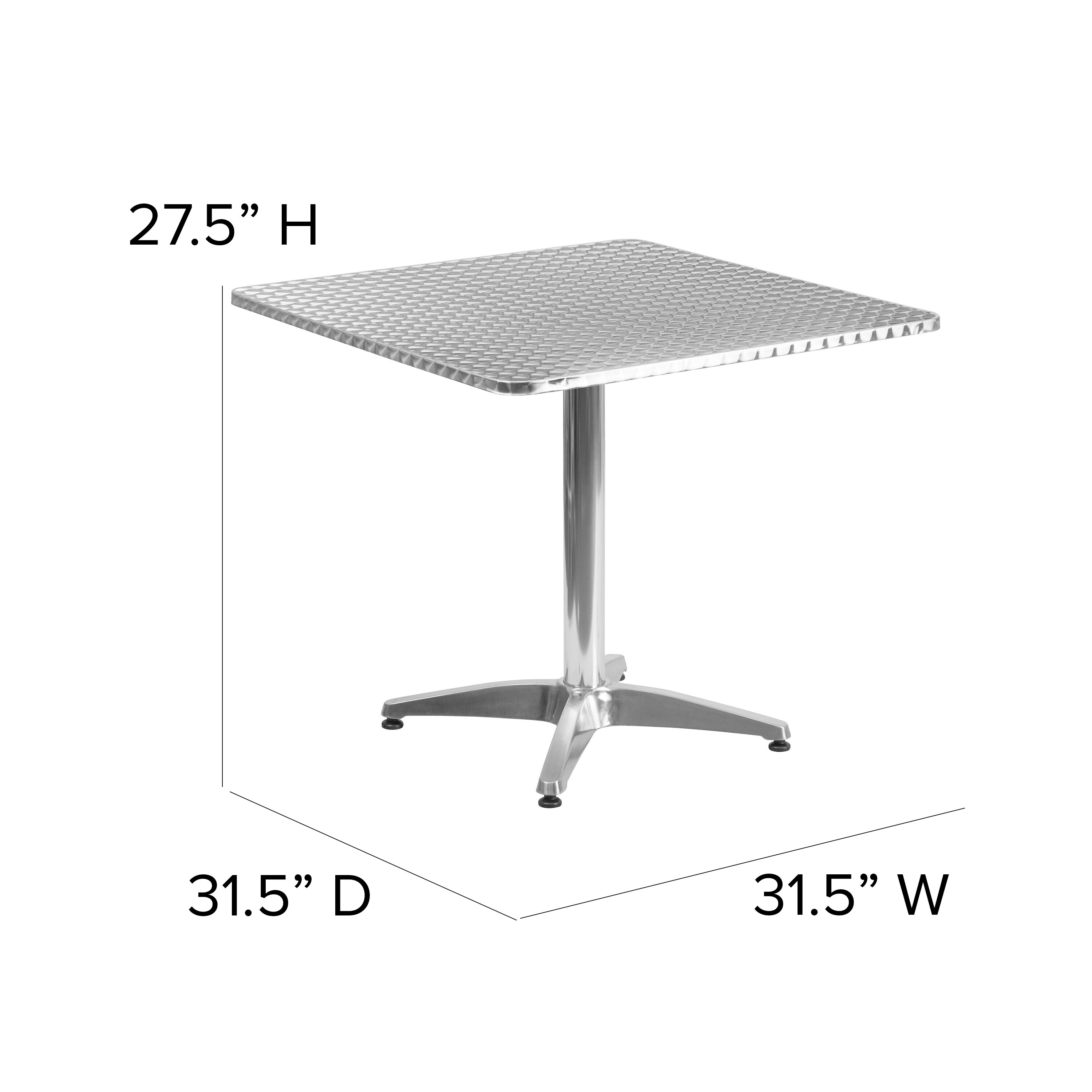 Mellie 31.5'' Square Silver Stainless Steel Dining Table