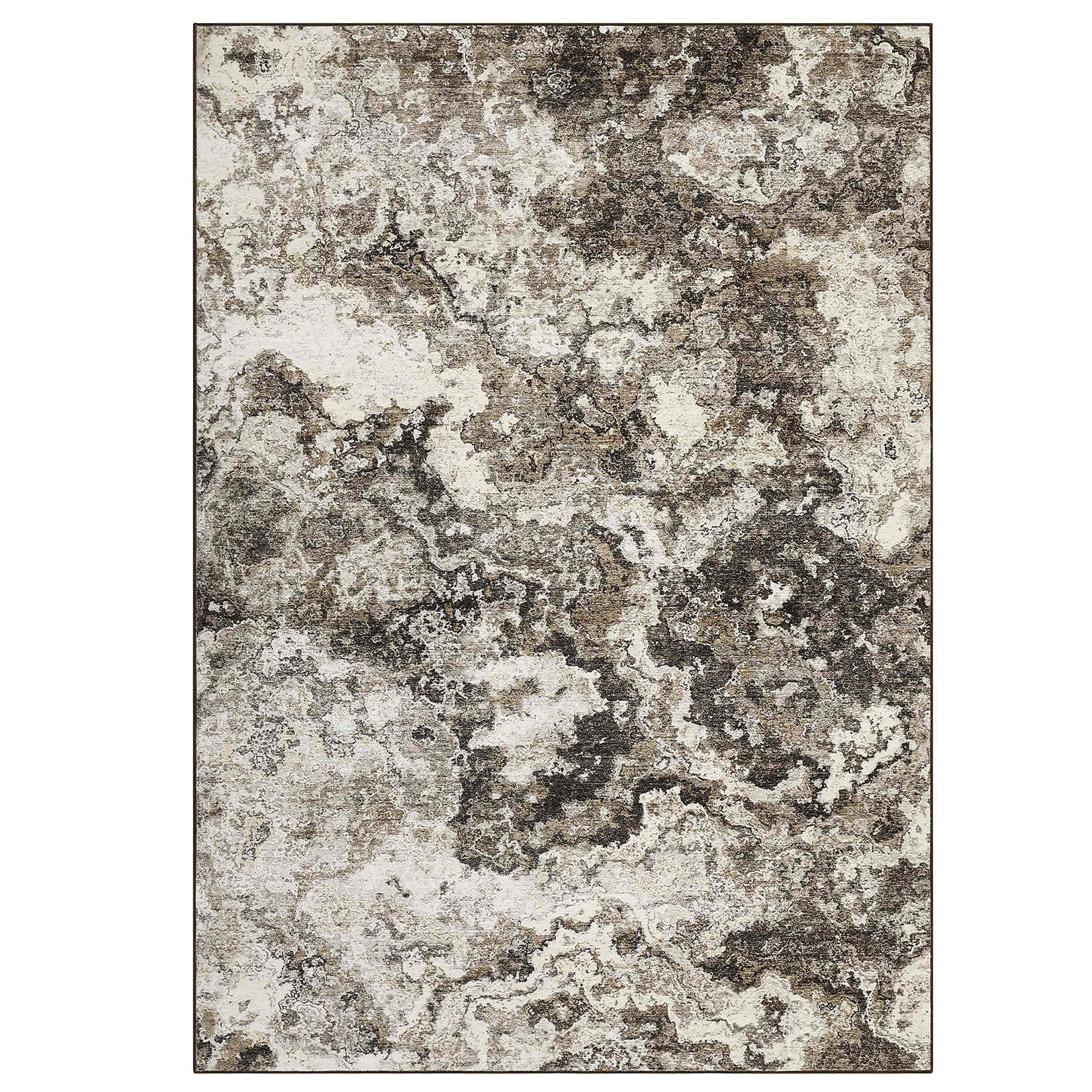 Qeetex LSN-PHK-34C97Q95 8 x 10 ft Polyester Imitation Cashmere Brown Rectangular Hallway Bathroom Entryway Kitchen Office Foldable Flower Printed Modern Washable Area Rug