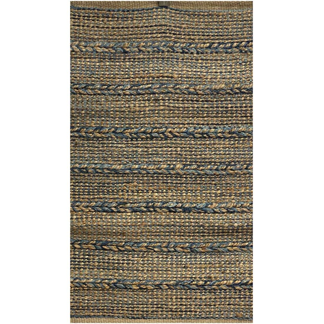 HomeRoots 4000396005 5 x 7 (ft) Braided Jute Tan Blue Rectangular Indoor Area rug