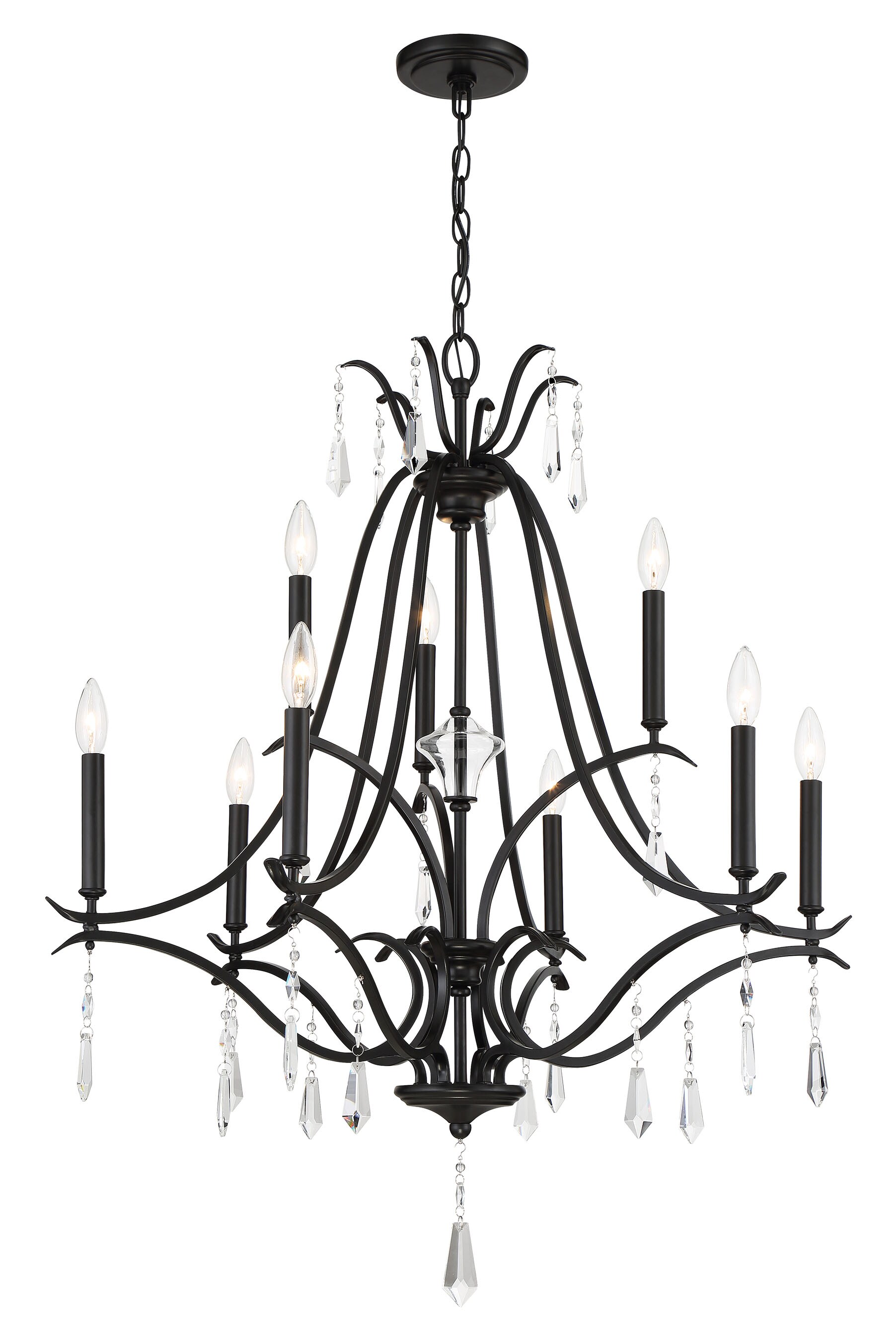 Minka Lavery 4449-66A Laurel Estate 9 -Light Matte Black Modern/contemporary Bare bulb For Use in Bedrooms, Dining Rooms, Foyers, Kitchens, Living Rooms Chandelier