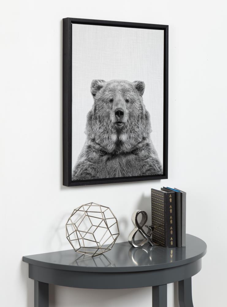 Black and White Bear Portrait Canvas Wall Art for Kids