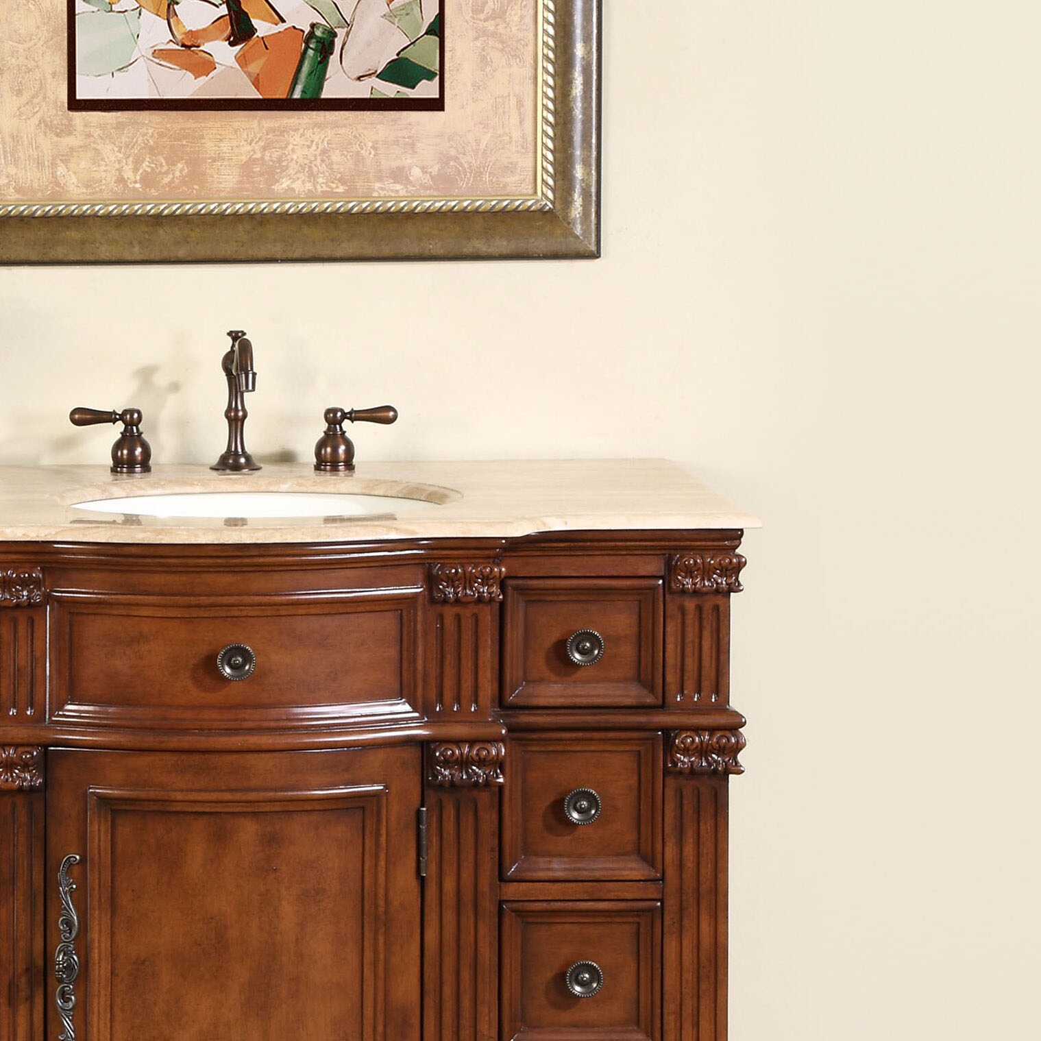 Silkroad Exclusive 72-Inch Travertine Top Double Sink Bathroom Vanity - HYP-0703-T-UIC-72