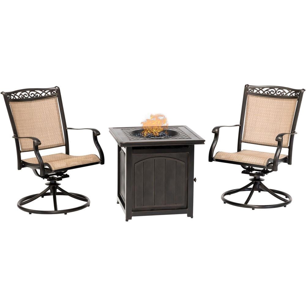 Hanover FNT3PCSWFPSQ Fontana 3-Piece Patio Conversation Set with Tan
