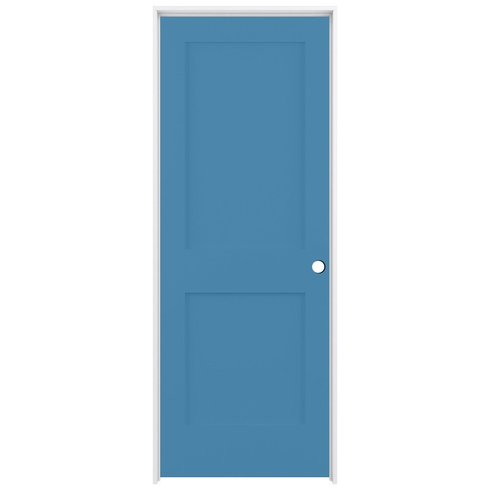 RELIABILT LO1369126 28-in x 80-in Blue Heron Solid core 2-panel square Left hand Smooth Prefinished Pine Wood Flat Jamb Single Prehung Interior Door