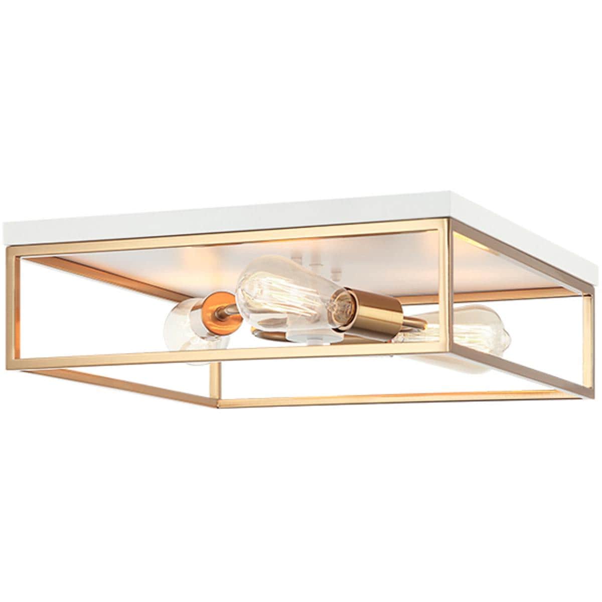 Matteo 2120670 Lighting M15543WHAG Clarke Flush Mount White and Aged Gold Brass