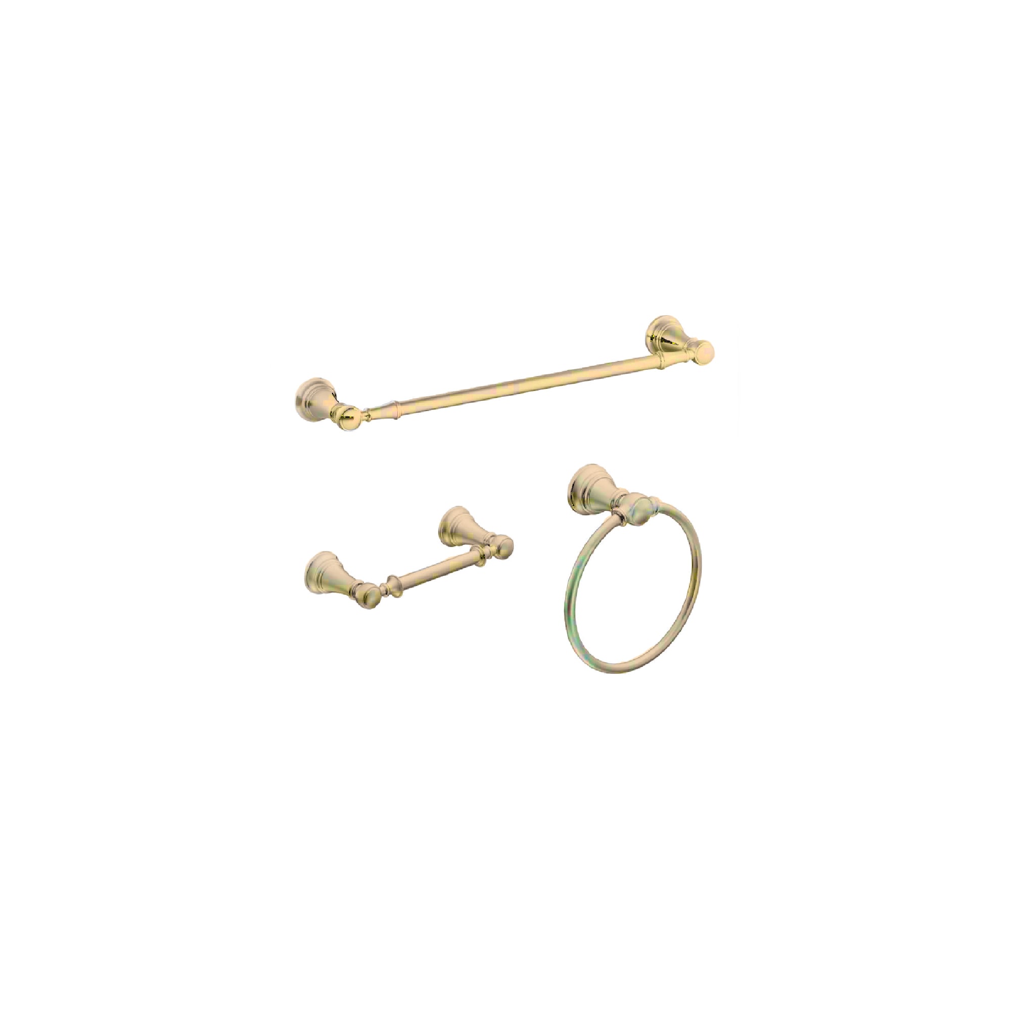 FORIOUS LL19103G3A 3 -Piece Gold Decorative Bathroom Hardware Set Towel Bar, Toilet Paper Holder, Towel Ring Included