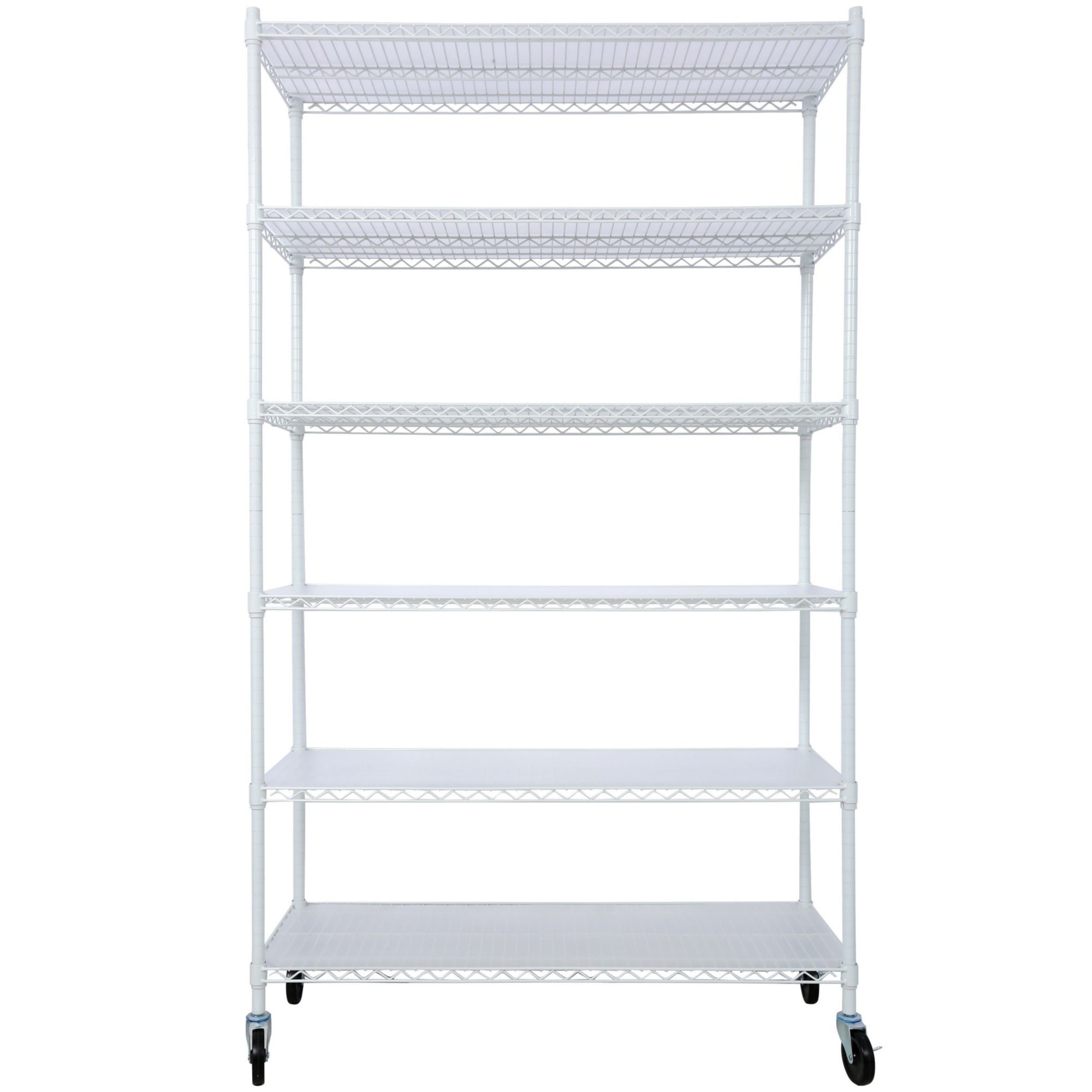 Cuschoice 48-in W x 20-in D x 84-in H 6-Tier Adjustable NSF Heavy-Duty White Wire Shelving Unit with Wheels 6000 lb Capacity