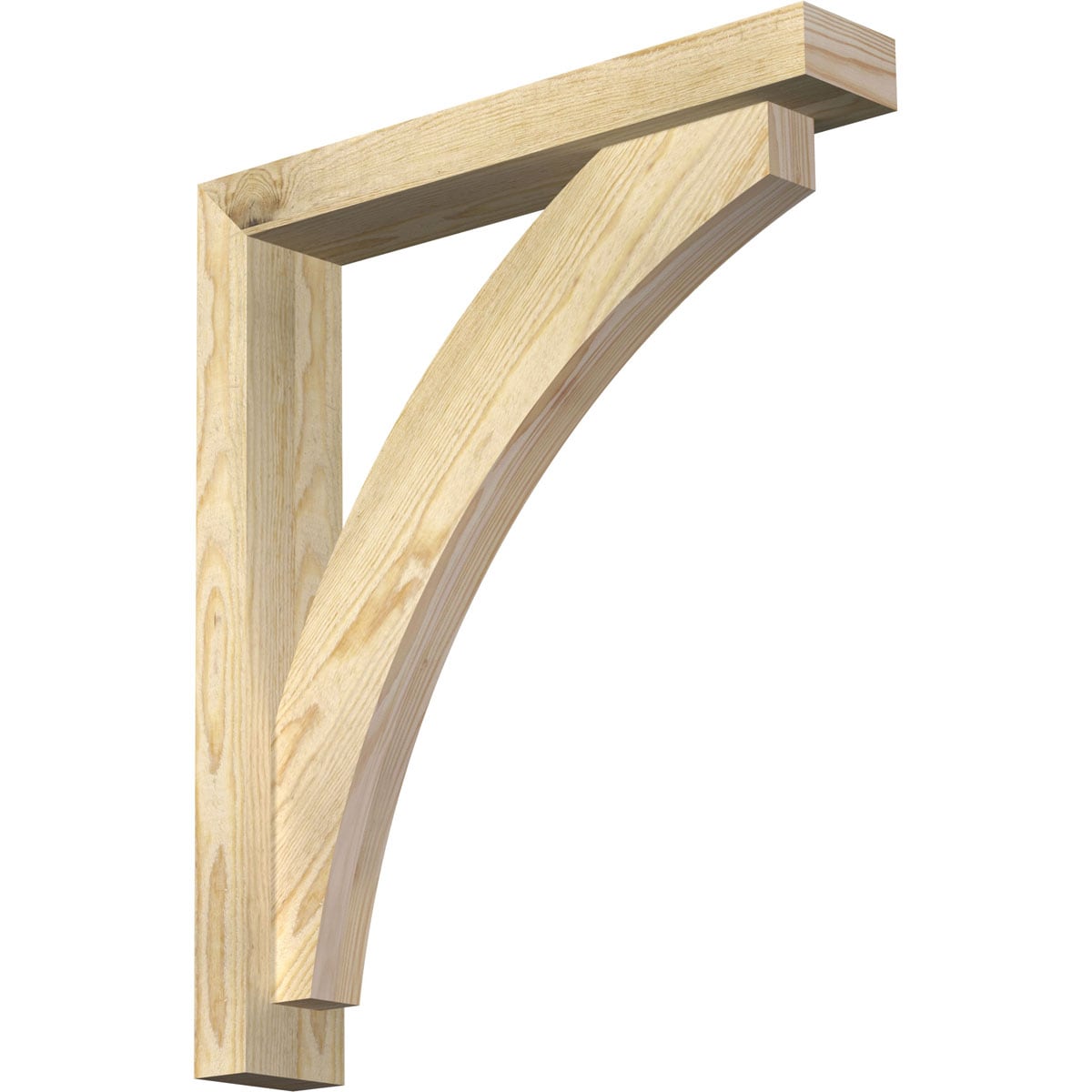 Ekena Millwork 1464021 Thorton Block Rough Sawn Bracket with Offset Brace 4-in x 22-in x 26-in Douglas fir Brown Wood Standard bracket