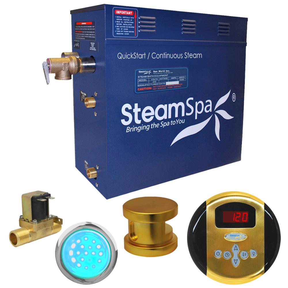 SteamSpa IN600GD-A Indulgence 6 Kw Quickstart Acu-steam Bath Generator Package with Built-In Auto Drain In Polished Gold