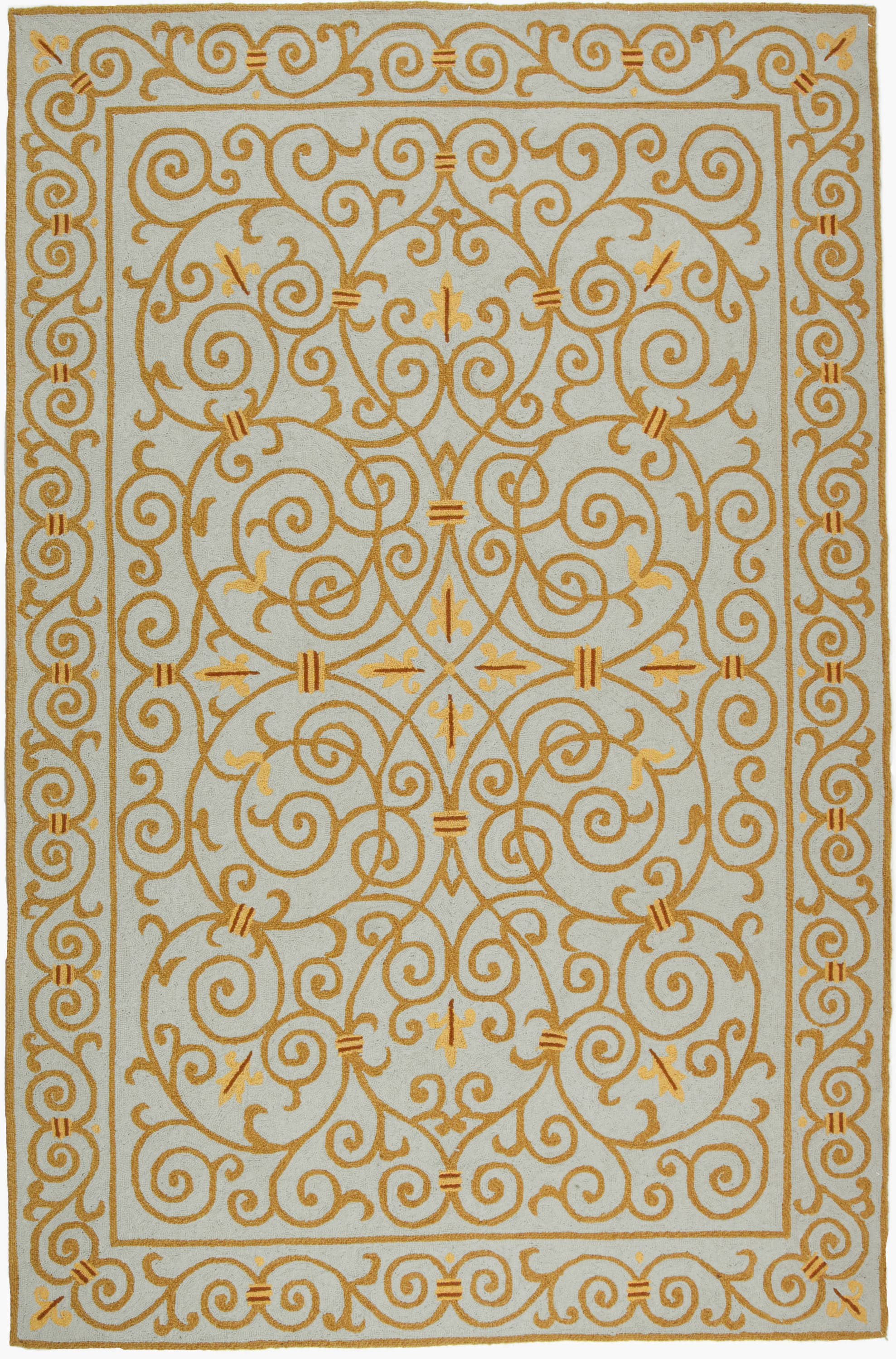 Safavieh HK11L-6 Chelsea Iron Gate 6 x 9 (ft) Tufted Wool Light Blue Rectangular Indoor Abstract Farmhouse/Cottage Area rug