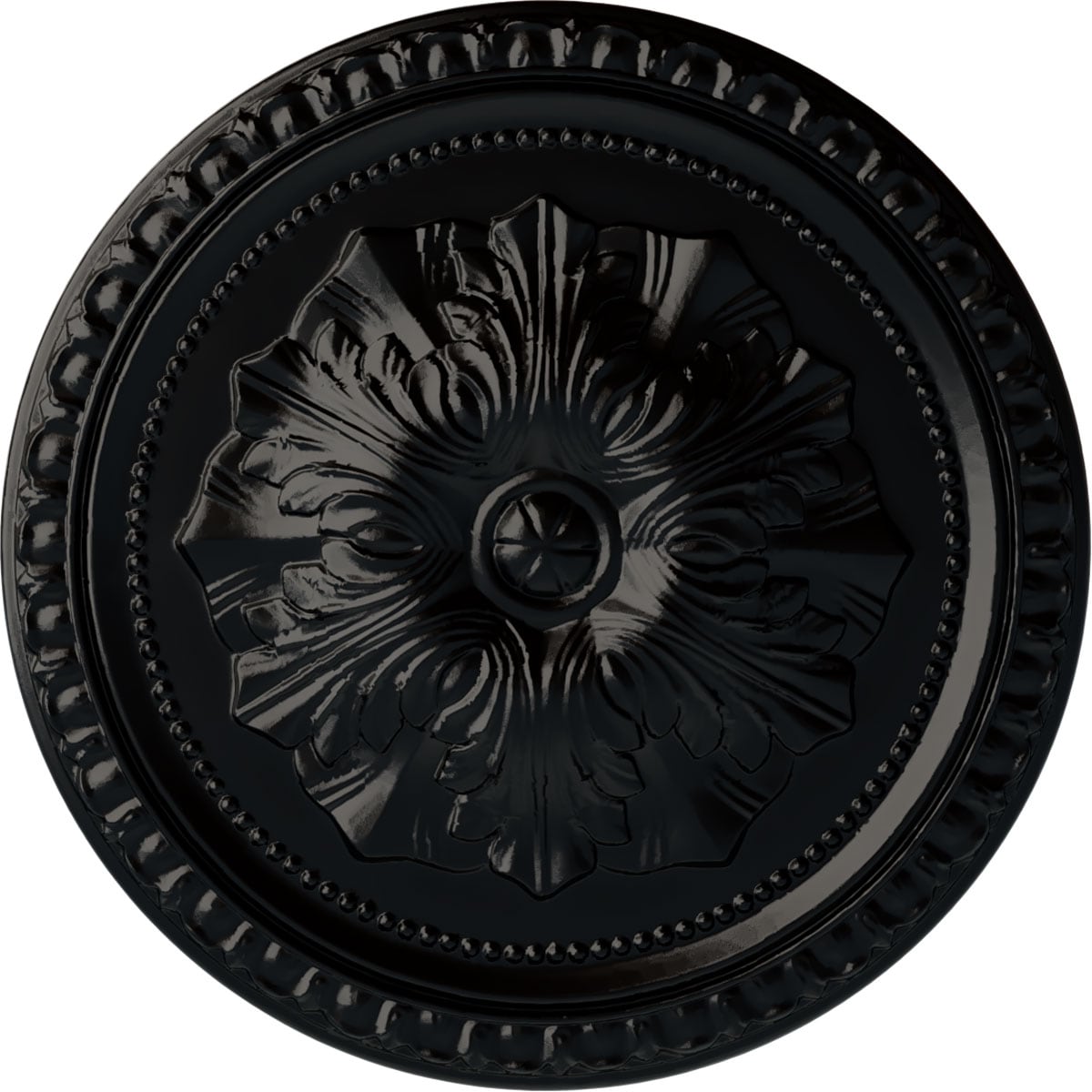Ekena Millwork CM18RIBLF Richmond 18-in W x 18-in L Painted Jet Black Polyurethane Whole Ceiling Medallion