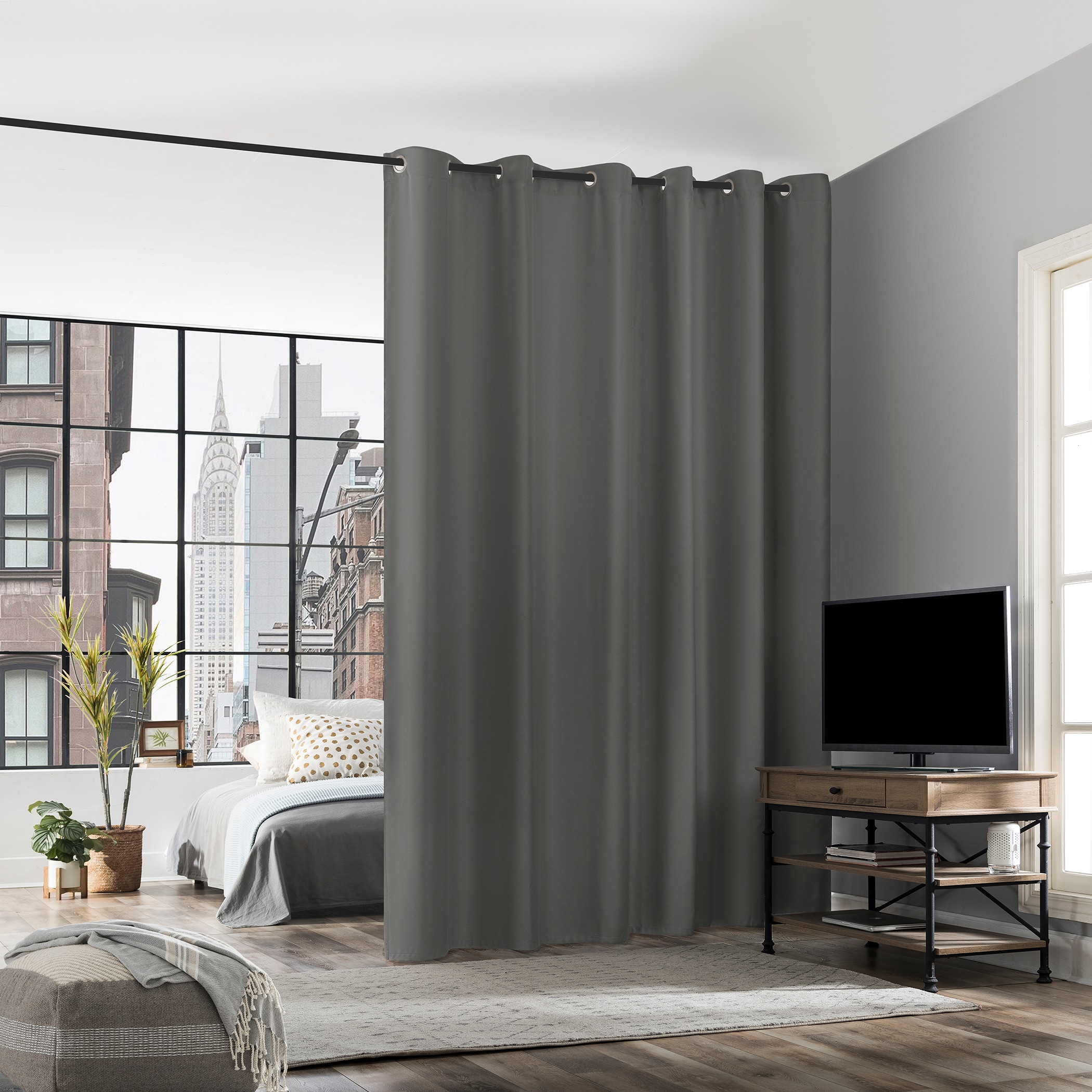 No. 918 59864 84-Inches Gray Light filtering Grommet Single curtain panel