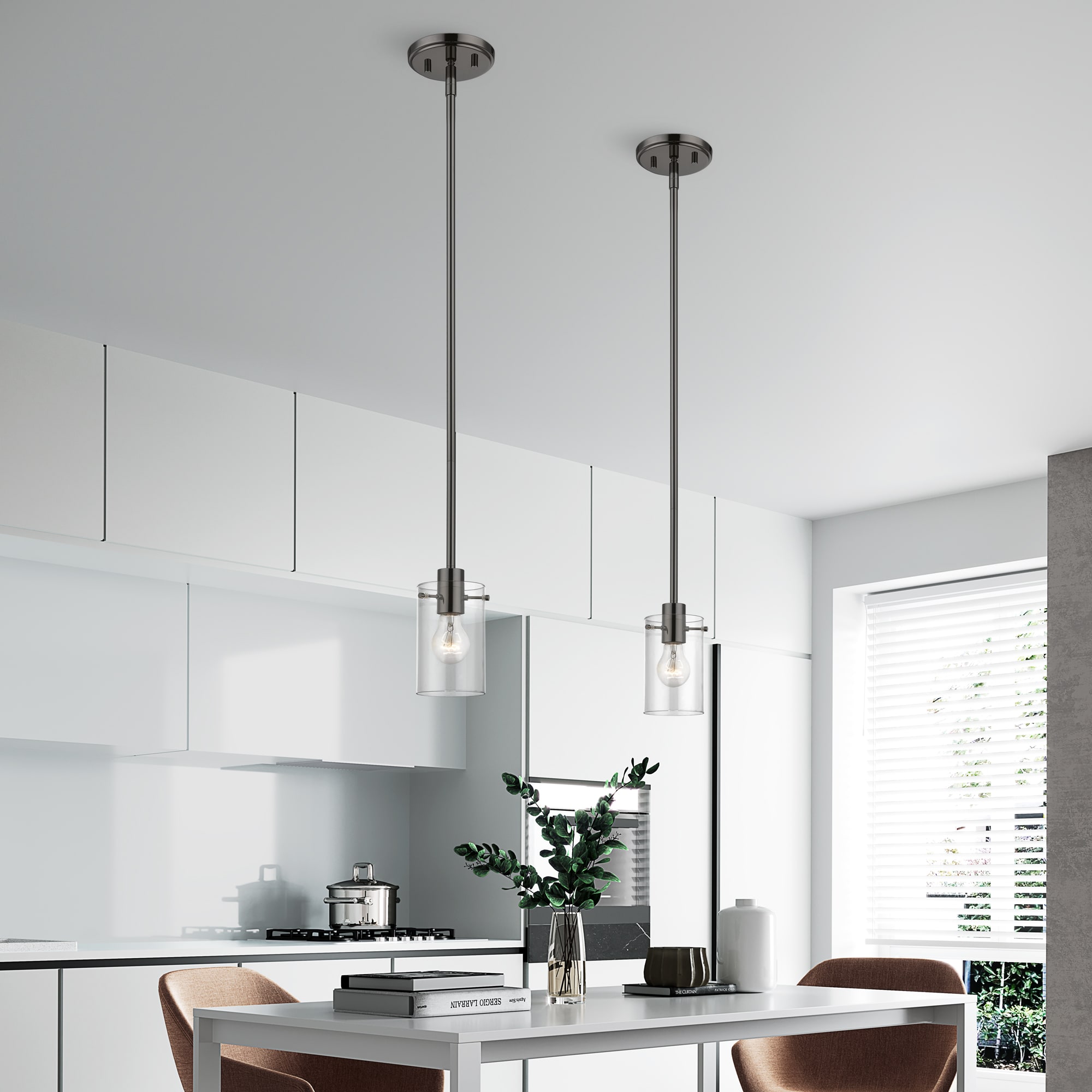 Munich Mini Pendant in Black Chrome with Clear Glass Shade