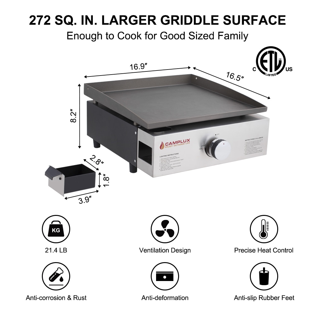 Outdoor Portable Propane GAS Griddle Grill - 13,000 BTU | Camplux