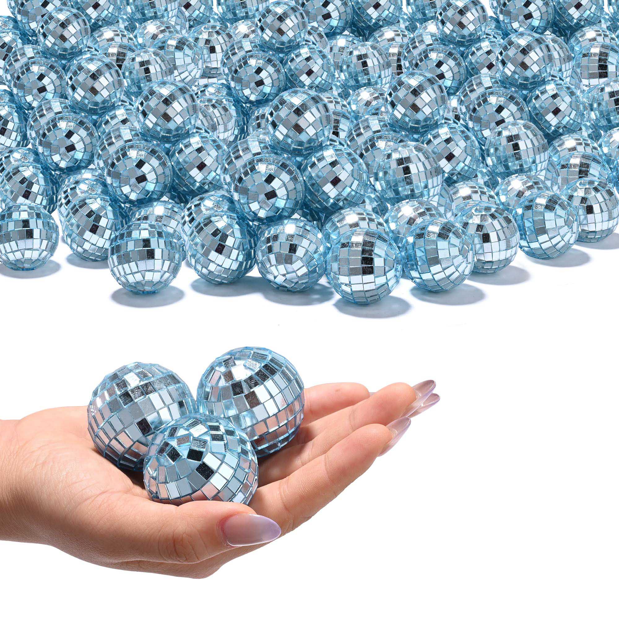 Yescom  120 Pack Mini Disco Ball Set 1.6Inch Small Reflective Mirror for Party Dance Ornaments Bulk Blue