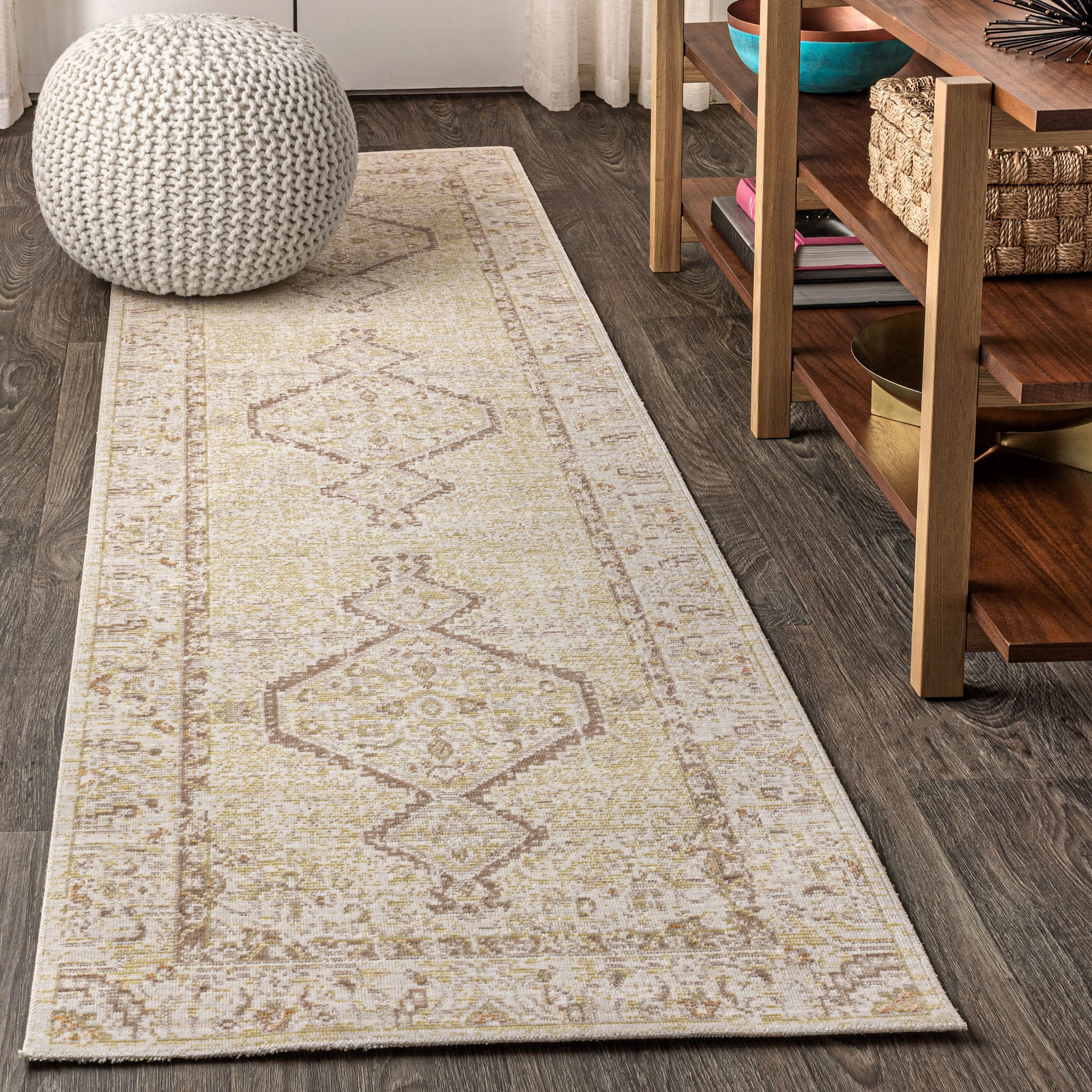 JONATHAN  Y MDP306A-28 MODERN PERSIAN Lila Tribal 2 x 8 (ft) Loomed Polyester Ivory Rectangular Indoor Medallion Persian Runner rug