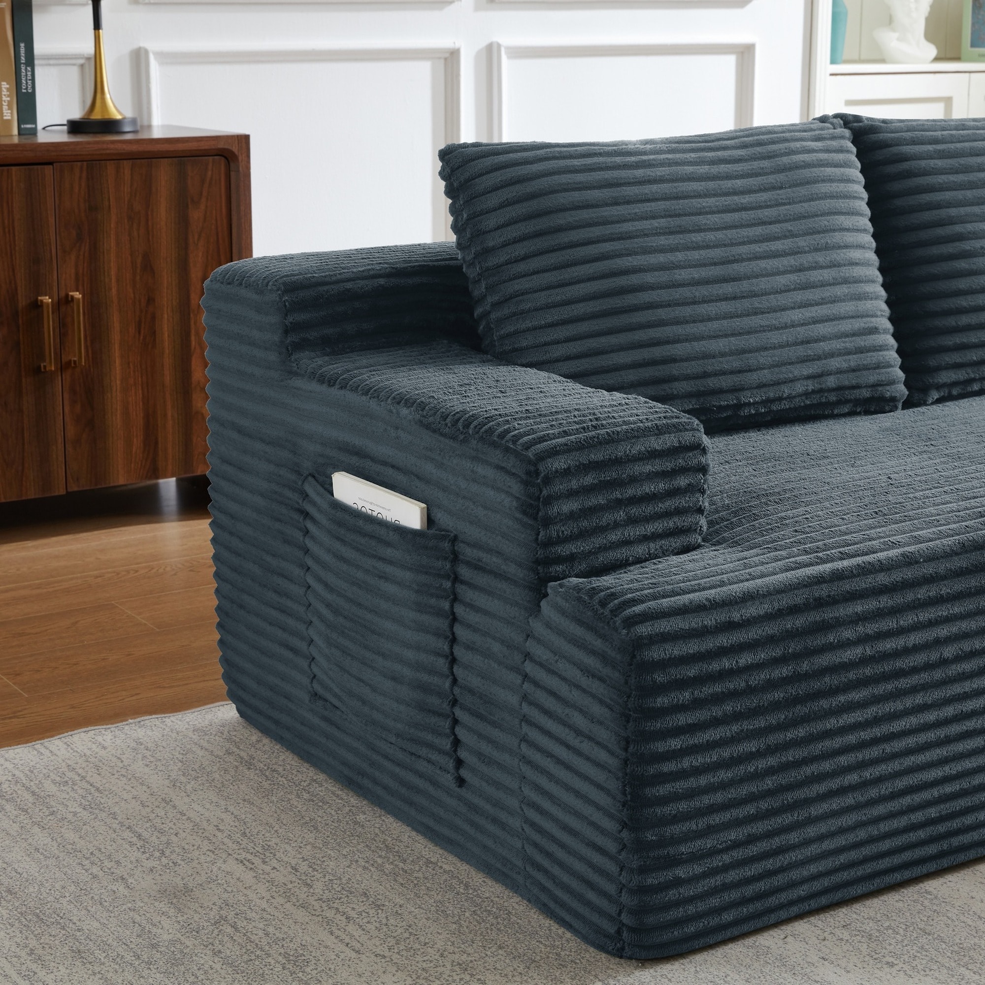 Horizons Prime Dark Grey L-Shaped Cloud Sectional Sofa with Deep Seat ...