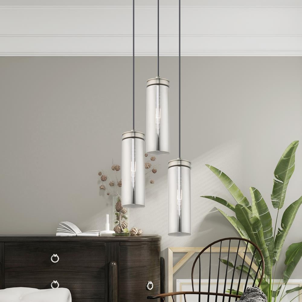 Sleek Smoke Glass Mini Pendant with Brushed Nickel Finish
