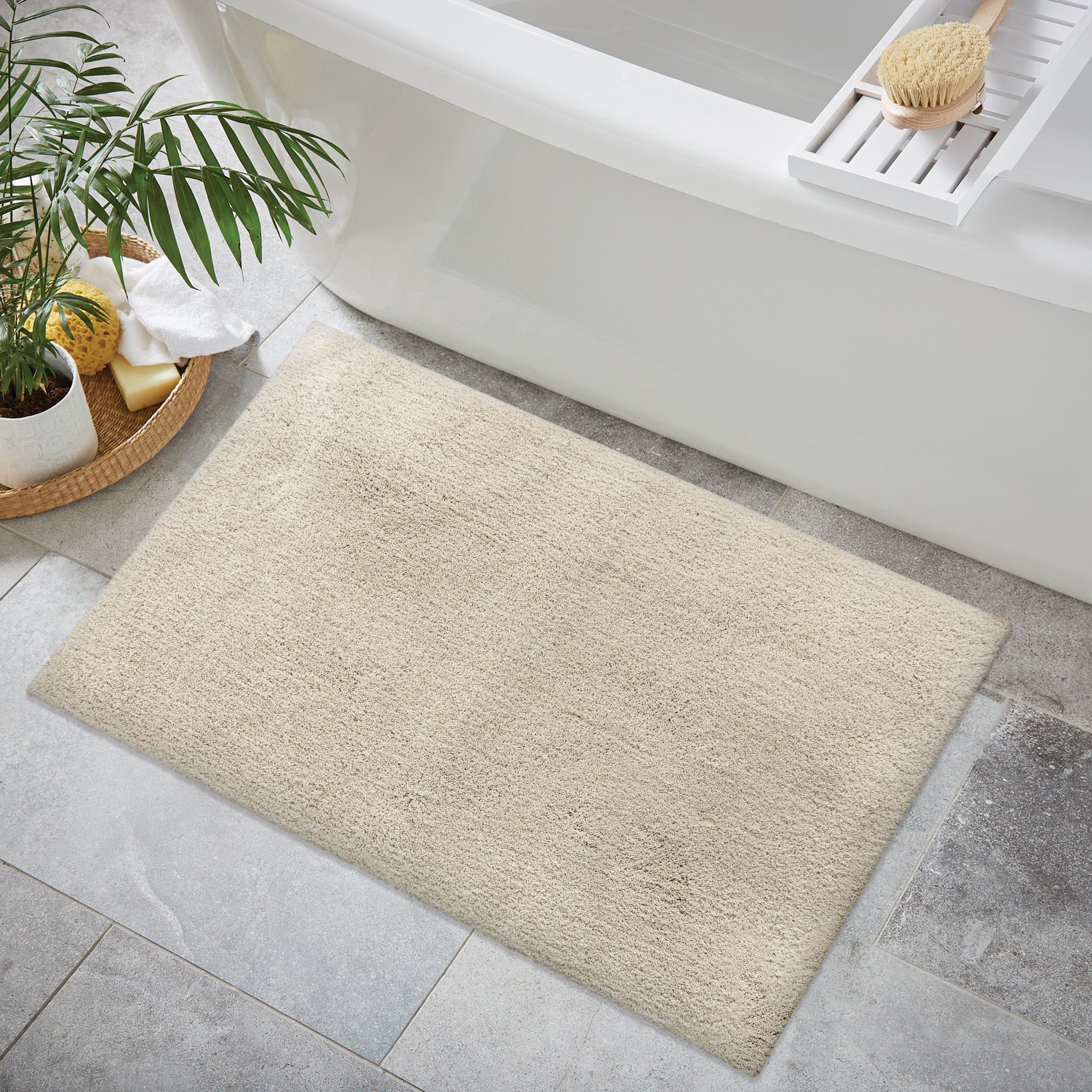 allen + roth 20-in x 32-in Taupe Polyester Bath Mat in the Bathroom Rugs &  Mats department at