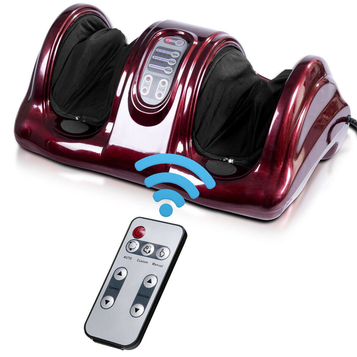 Costway  Shiatsu Foot Massager Kneading and Rolling Leg Calf Ankle with Remote Burgundy