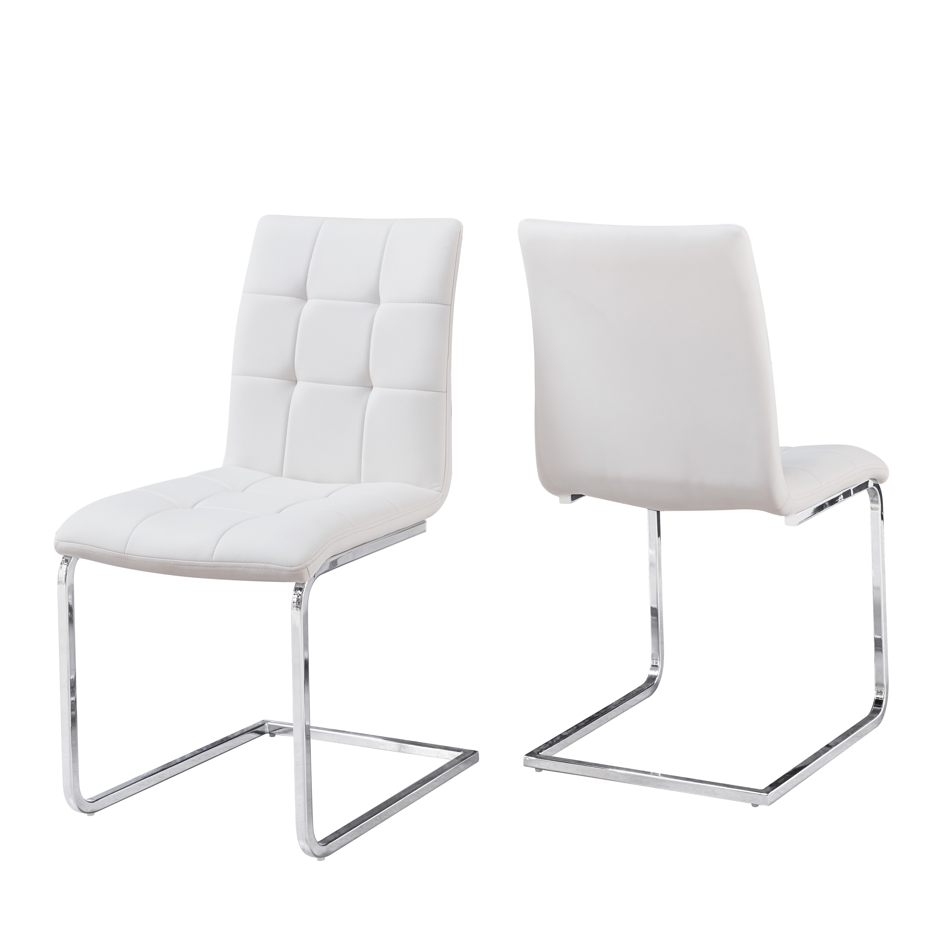 Steve Silver ED480SW Set of 2 Contemporary/Modern Vinyl Upholstered Dining Side Chair (Metal Frame)