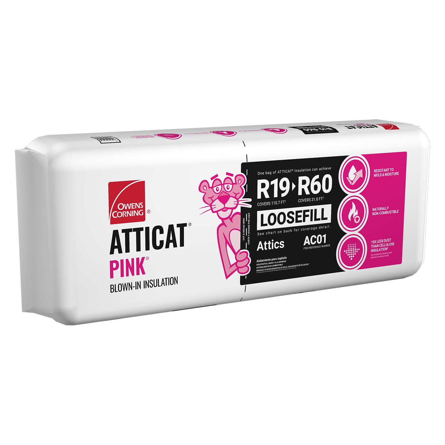 Owens Corning ACL1 AttiCat R- 19 Fiberglass Blown-In Insulation with Sound Barrier 110.7-sq ft per bag ( 27.5-lb )