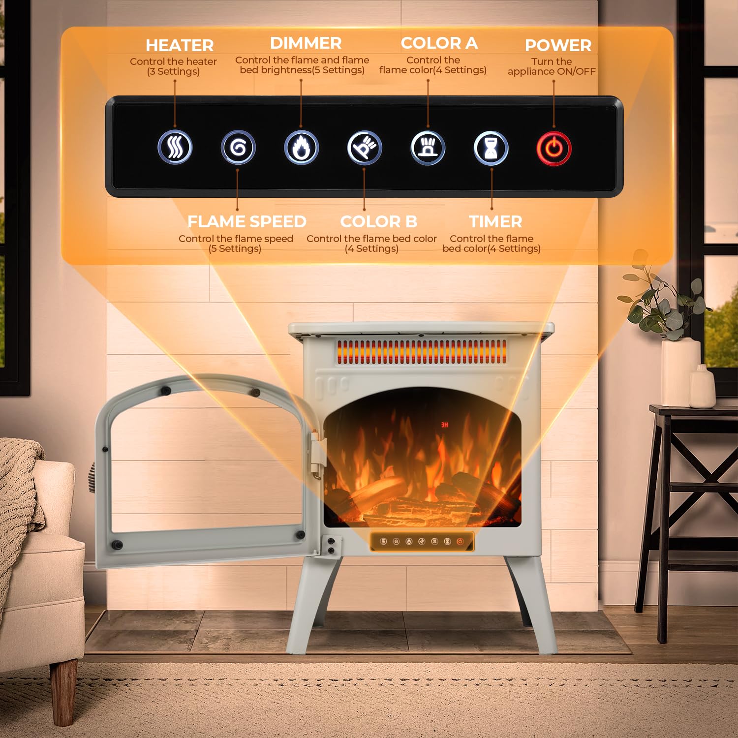 COWSAR LSSTO-S180SD-BEIGE Electric-Fireplaces - View #2