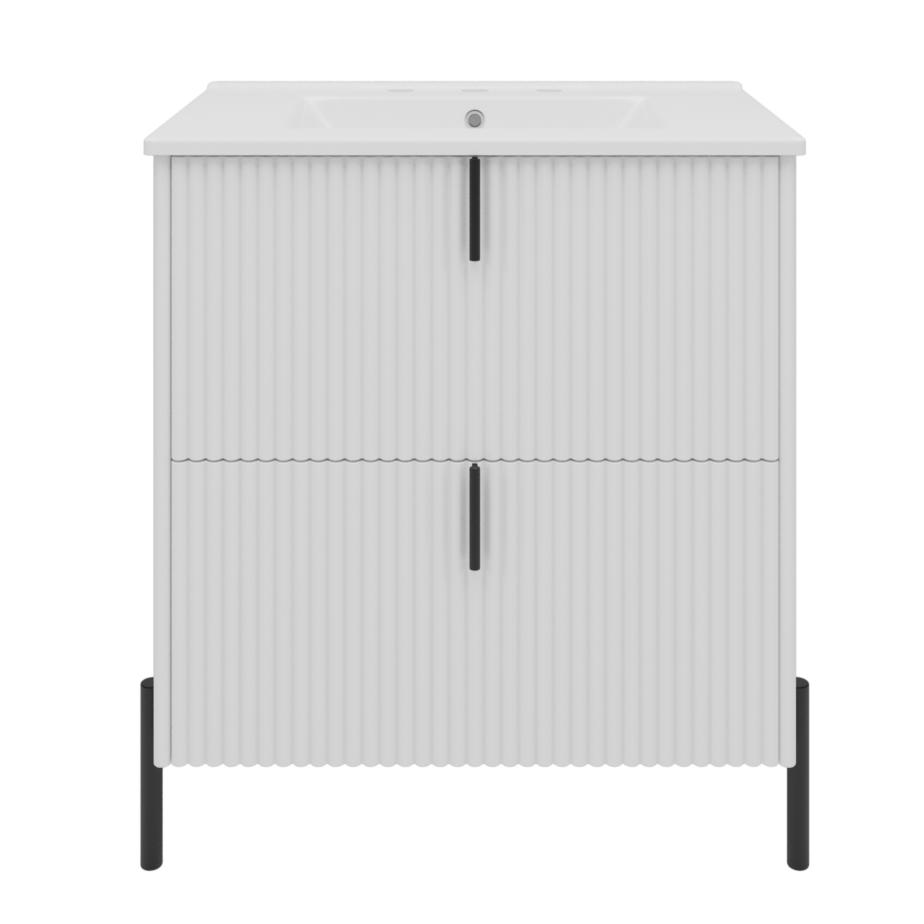 BEARSOLIM 30-in Bathroom Vanity with Ceramic Sink 2 Drawers Soft Close Freestanding Bathroom Vanity