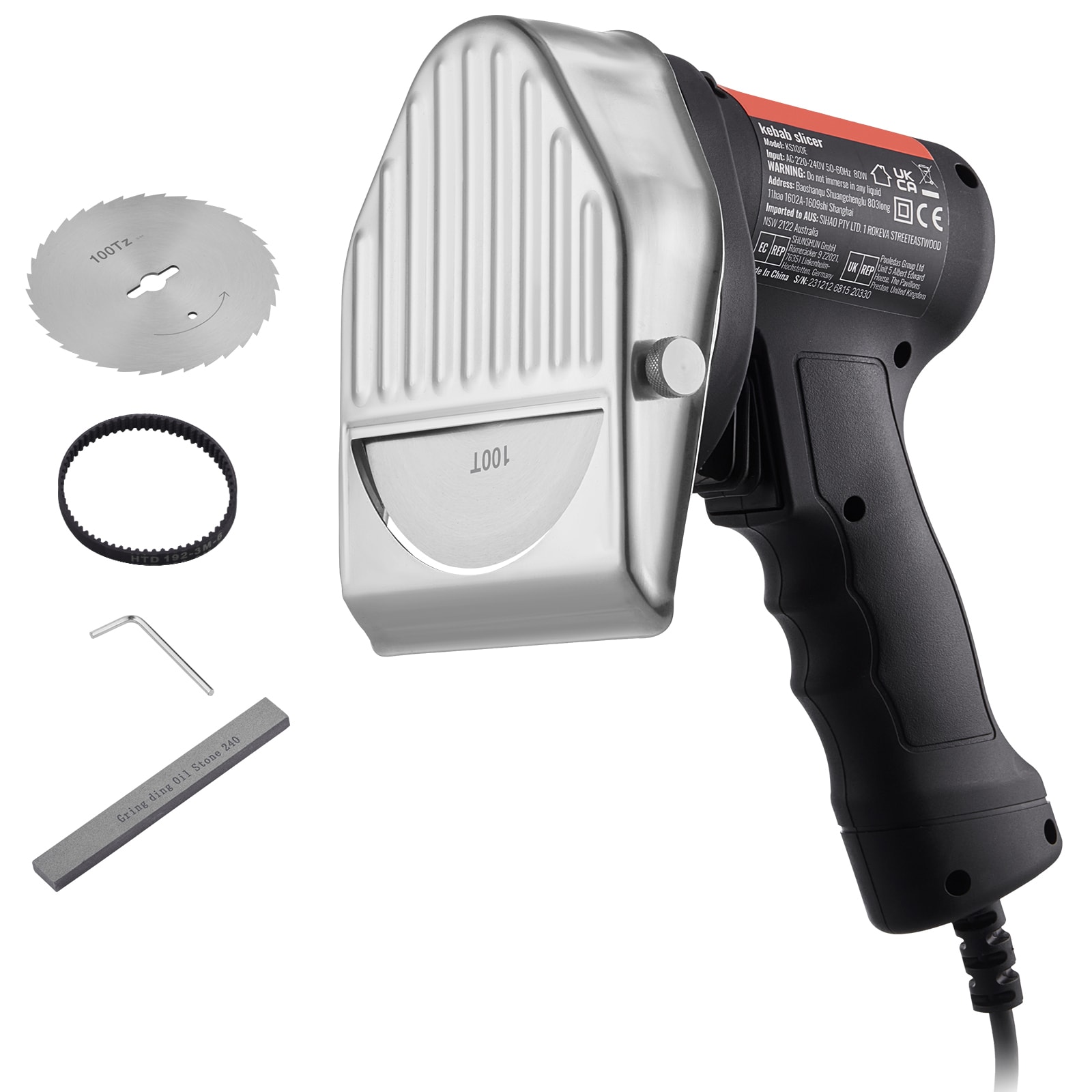 VEVOR SCTEQKRDW80W03254V1 Turkish Kebab Knife Commercial/Residential Food slicer and Meat Slicer with Thickness Control ( Black )