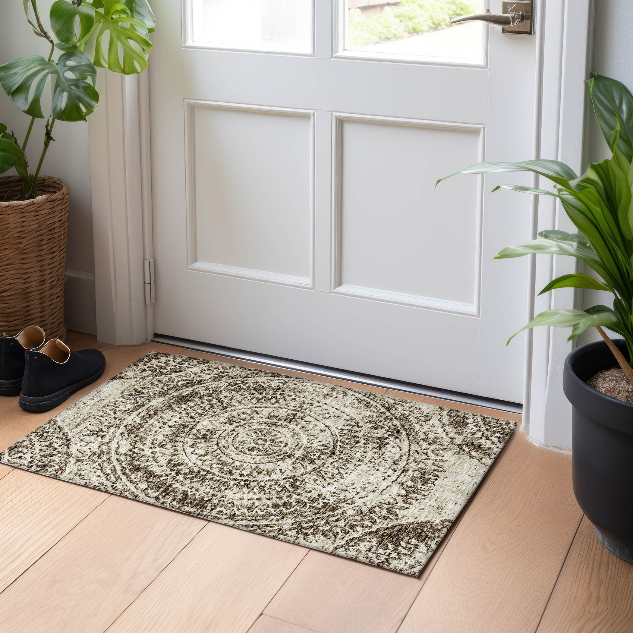 Addison Rugs AMF113BR20X30 Mayfield AMF113BR 2 x 3 (ft) Loomed Polyester Brown Rectangular Indoor Geometric Machine washable Area rug