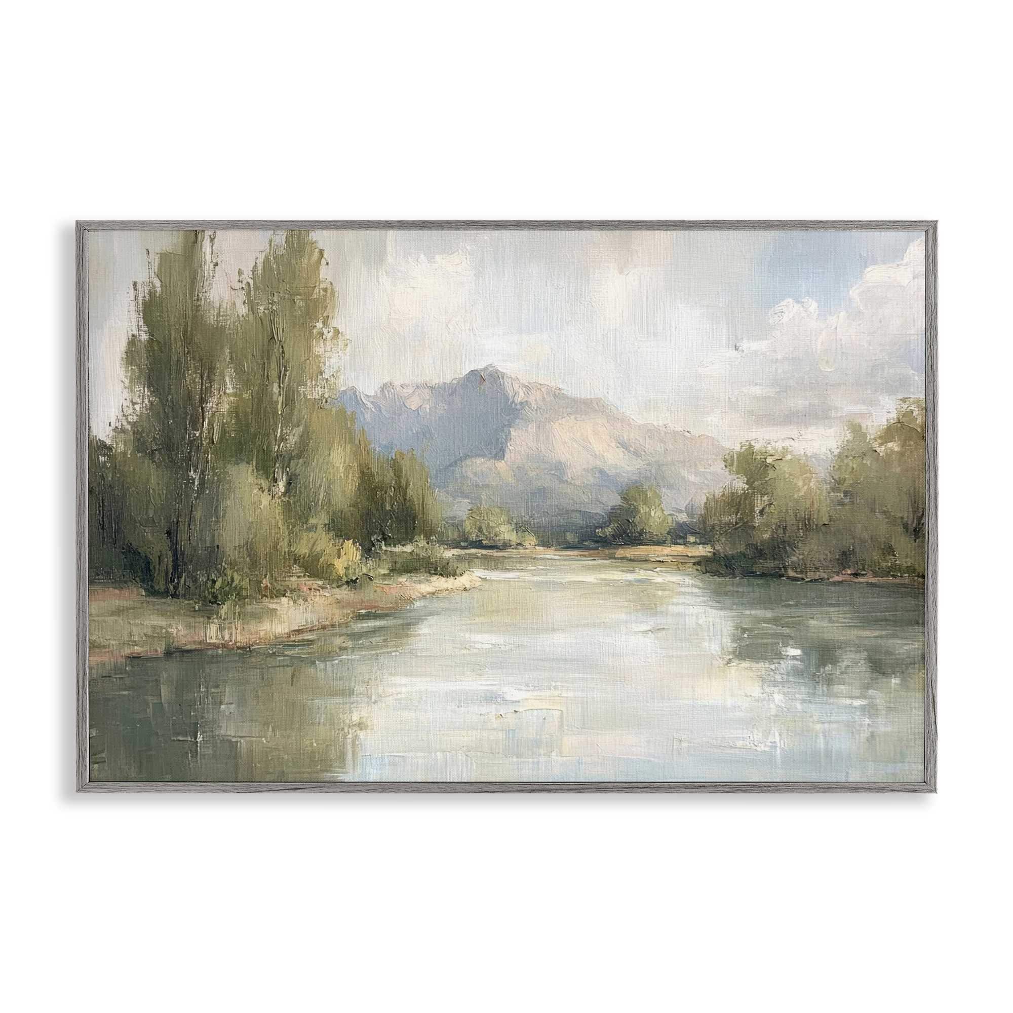 Stupell Industries BT-826-GFF-16X24 Where The River Goes Gray Framed Giclee Art By Petal Prints Design 24 x 16