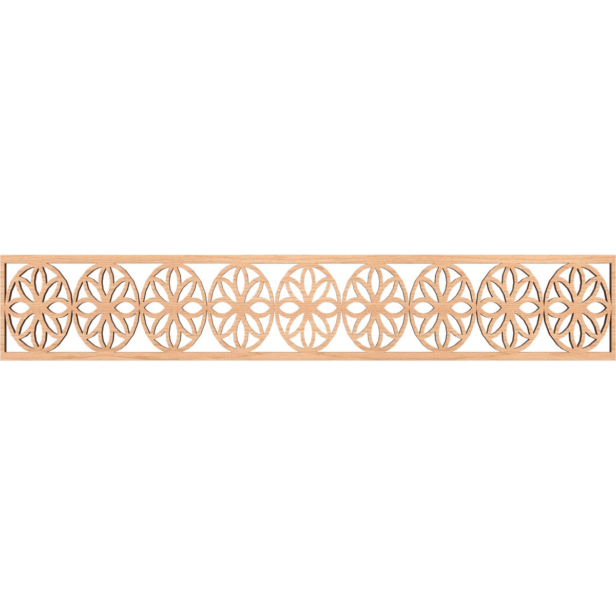 Ekena Millwork MLDB08X46BLUHI Blume Fretwork Flat Trim 8-in x 3.89-ft Hickory Brown Unfinished 2156627 Pierced Wall Panel Moulding