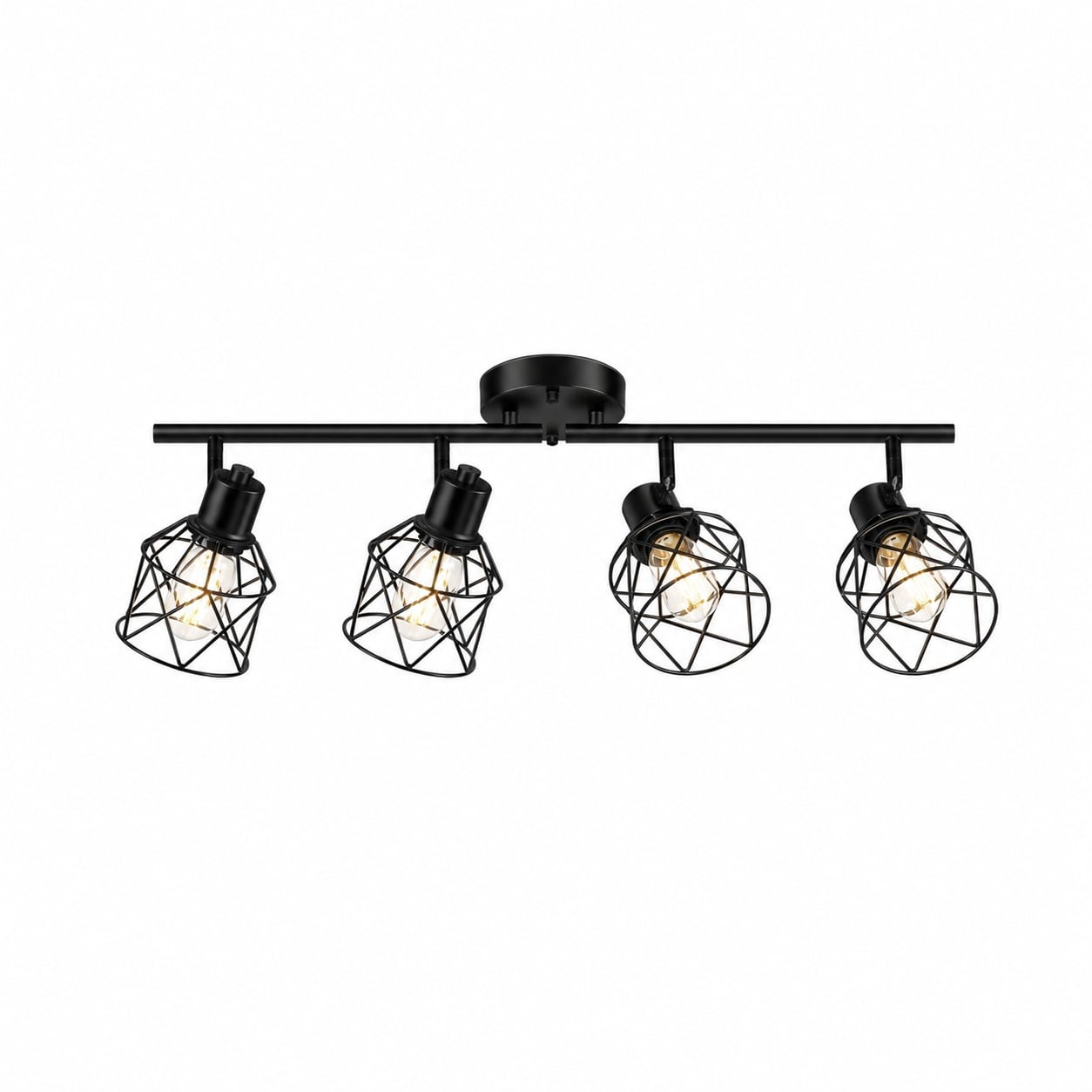 Aoibox  4 Light Matte Black Adjustable Semi Flush Ceiling Fixture with Rotatable Cage Heads for Indoor Rooms