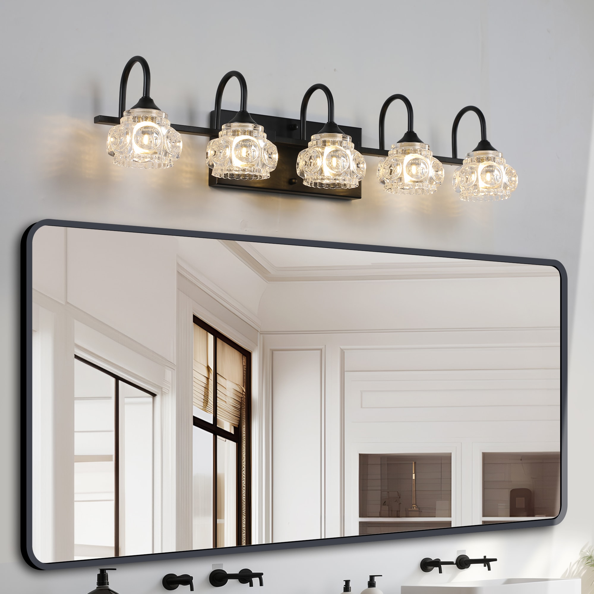 LTMATE JAZAVA 29.1-in 5 Light Matte Black Modern/contemporary Bathroom Vanity light