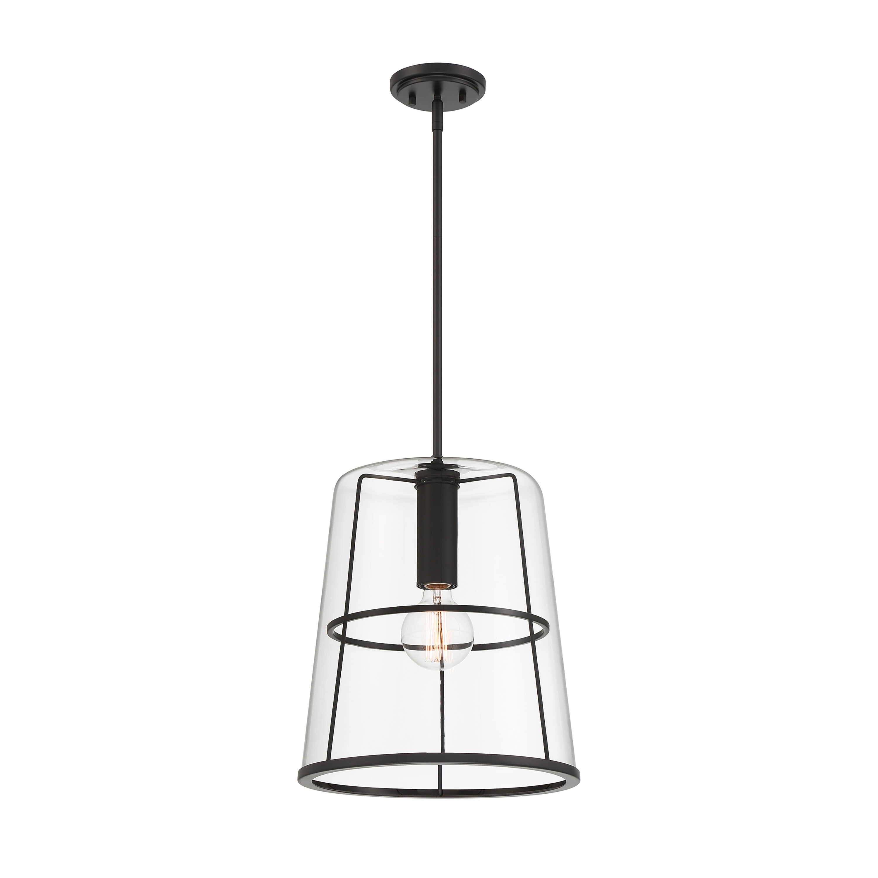 Alonzo Matte Black Glass Pendant Light, 16.5"