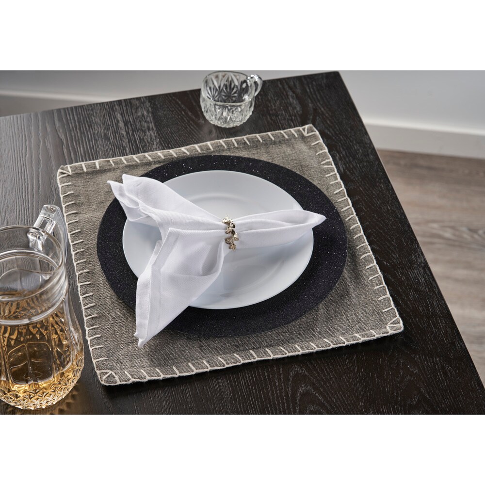 LR Home Gray Embroidered Edge Square Place Mat, Set of 4 at Lowes.com