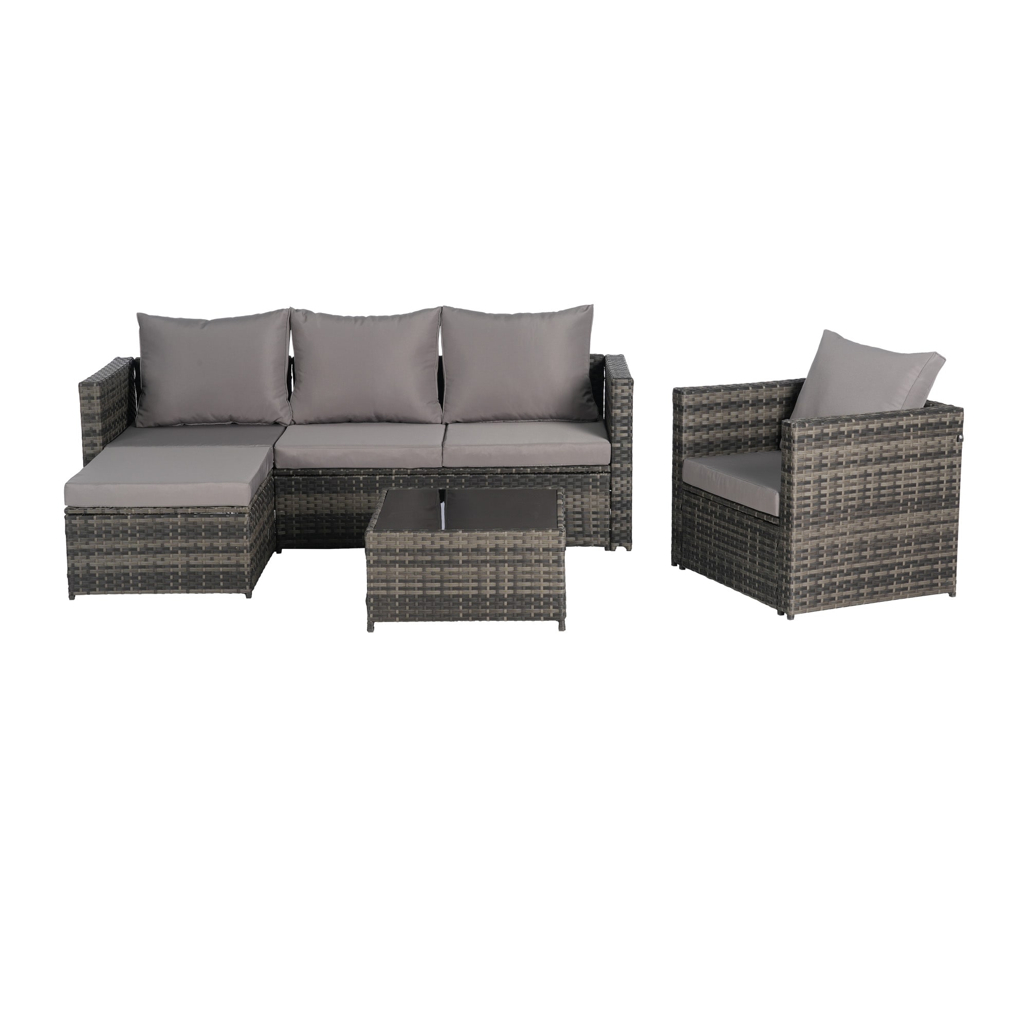 Gaierptone CRXMAQ8O823 3 -Piece Wicker Patio Sofa Conversation Set with Dark Gray Cushions
